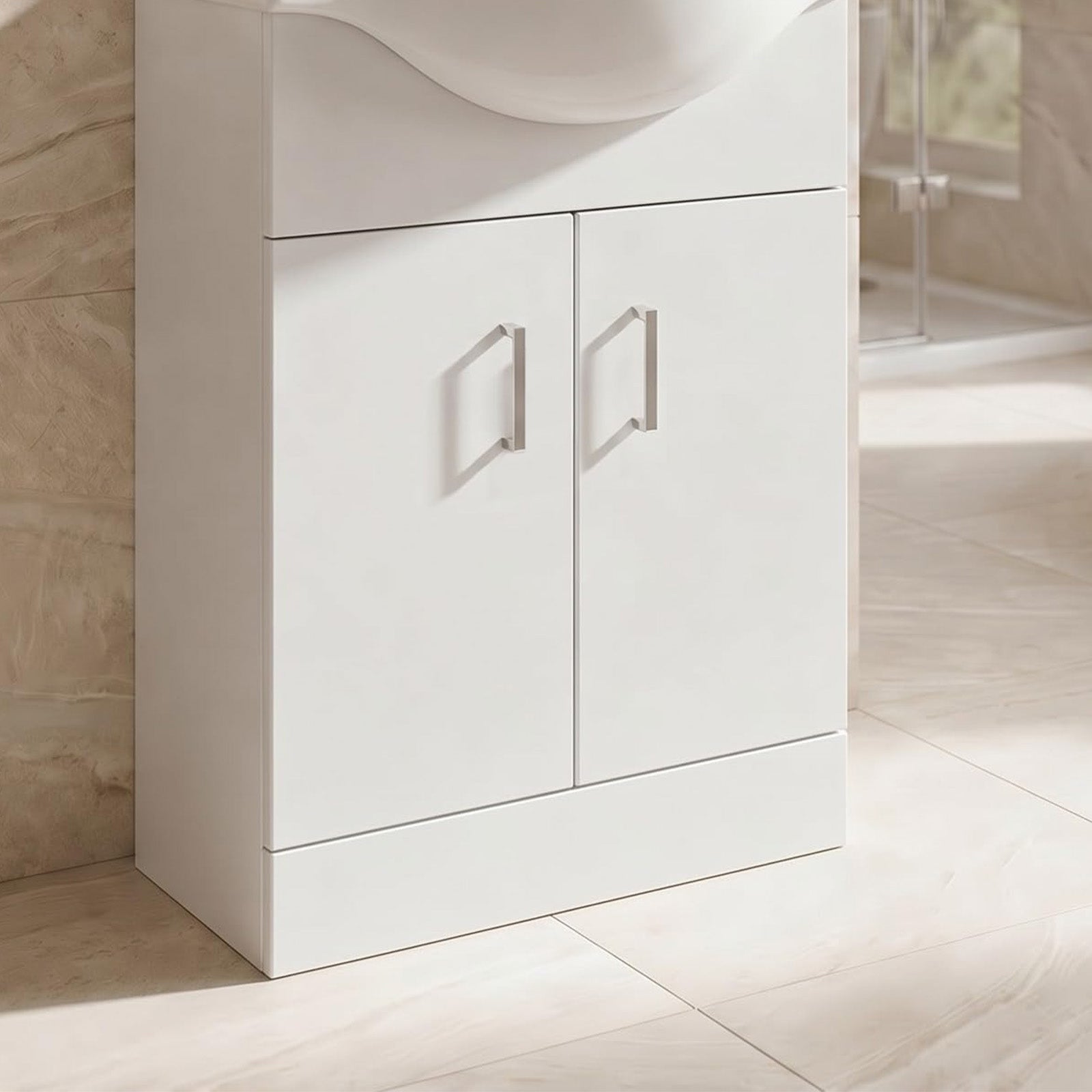 620mm Floor Standing Cabinet Gloss White - Flat Pack