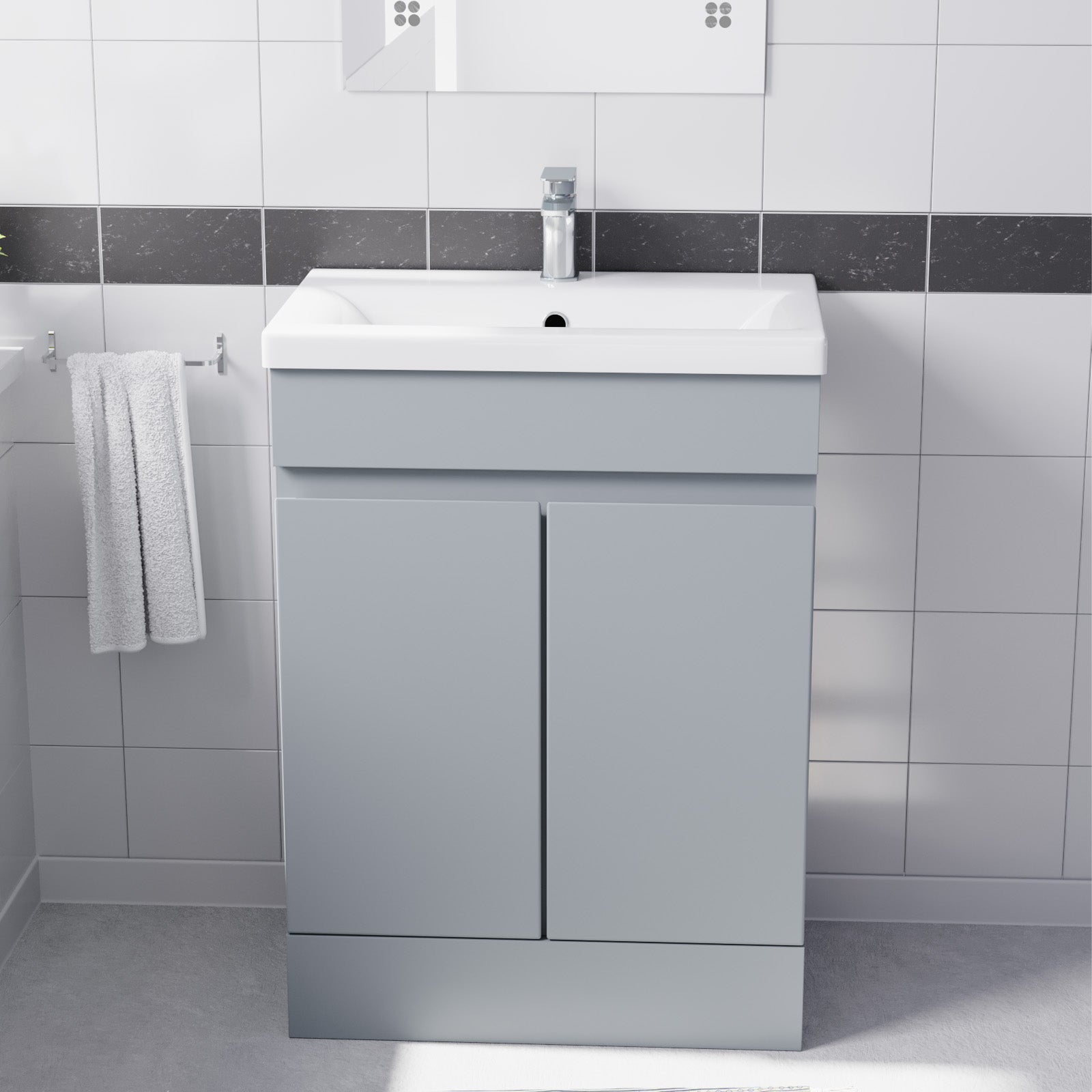 Alaska Flat Pack Matte Grey 600 mm Freestanding Basin Vanity Unit