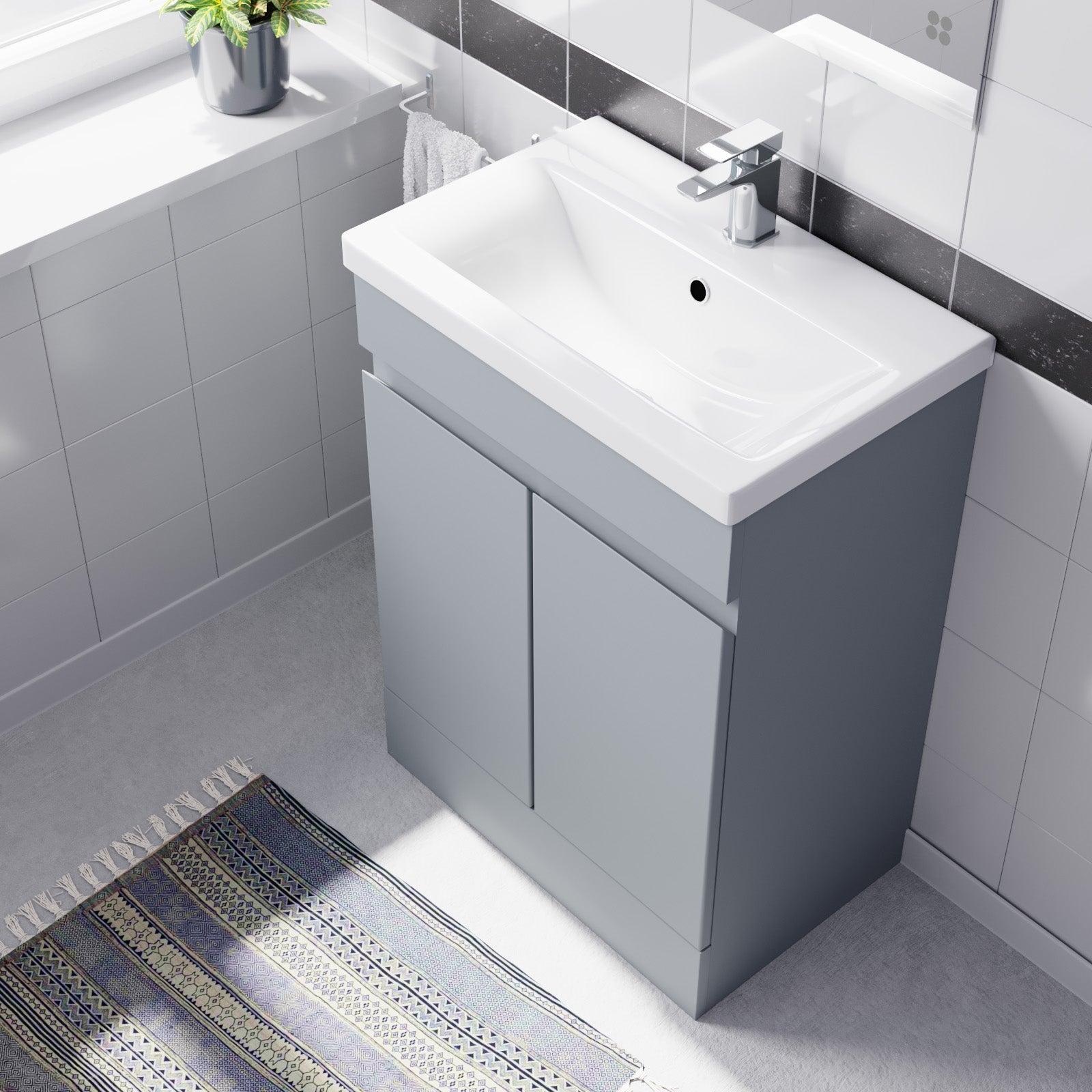 Alaska Flat Pack Matte Grey 600 mm Freestanding Basin Vanity Unit