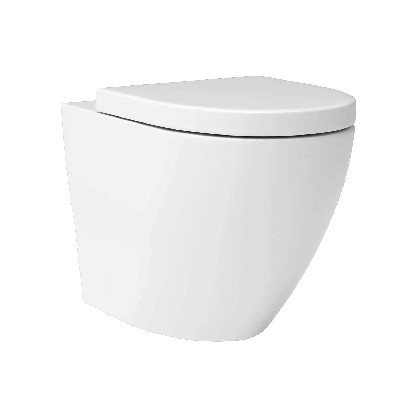 Challis Round Rimless Back To Wall Toilet Pan with Soft Close Seat