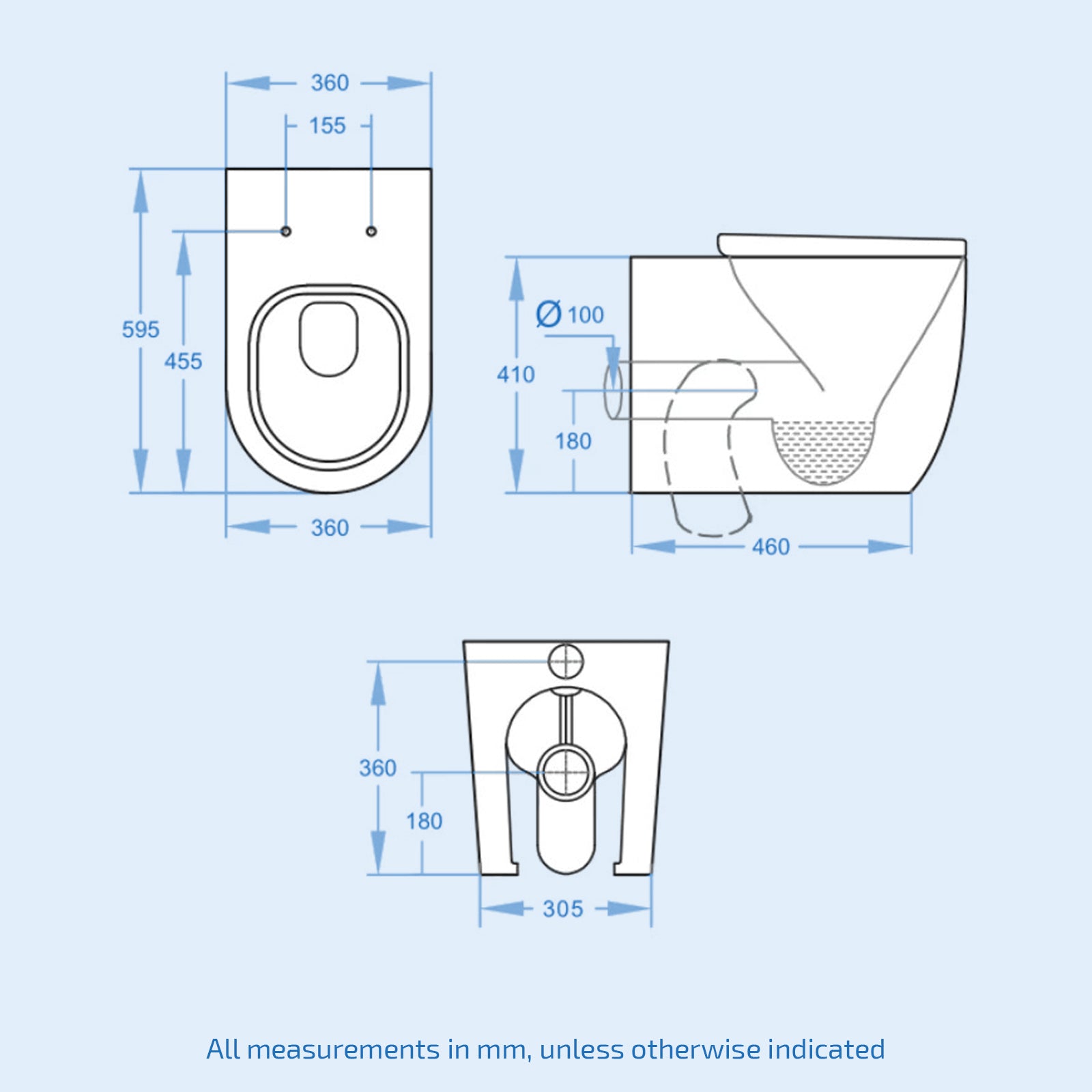 Challis Round Rimless Back To Wall Toilet Pan with Soft Close Seat