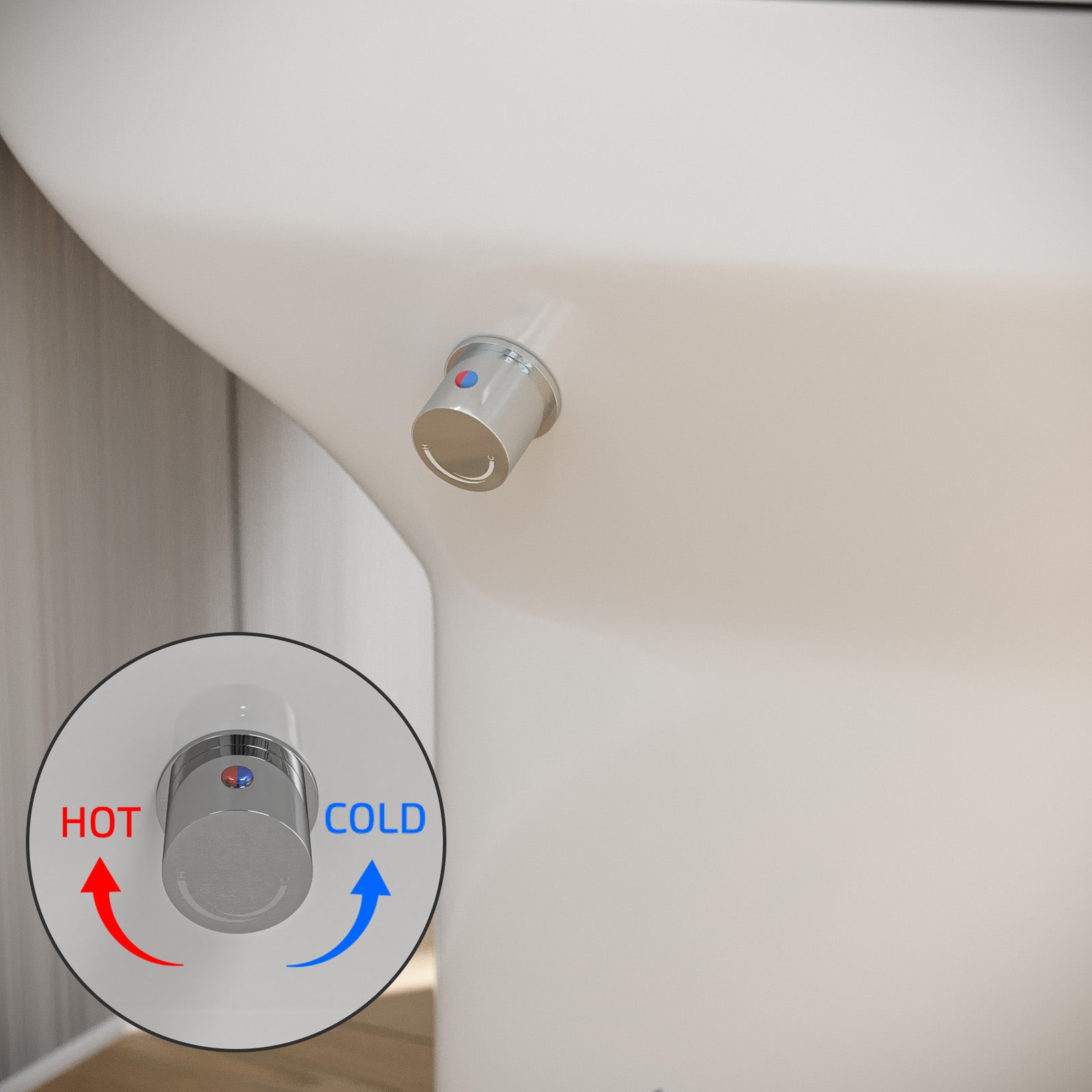 Rimless Comfort Height Close Coupled Toilet Pan With Integrated Hot Cold Bidet Valve
