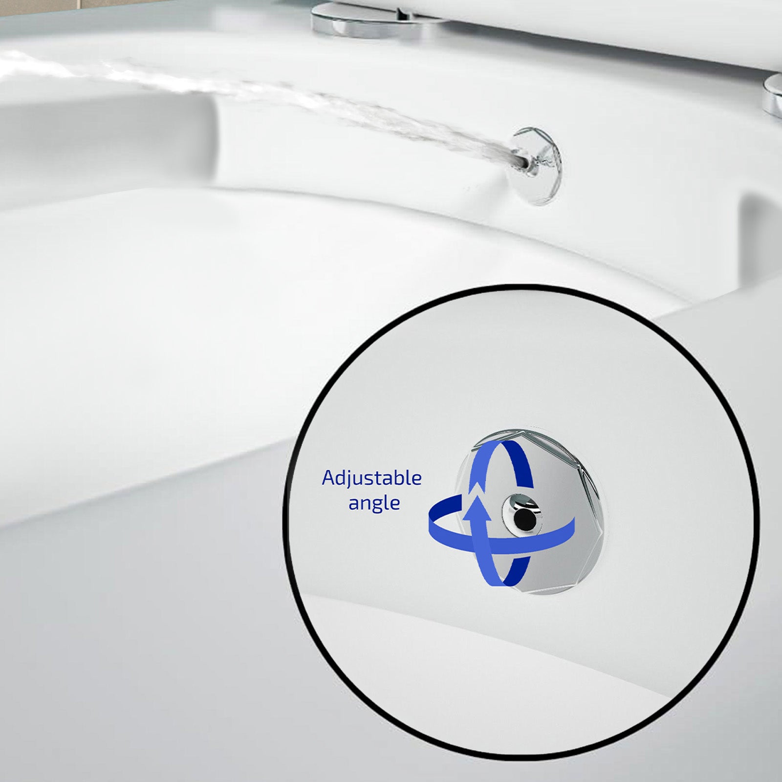 Rimless D Shape Close Coupled Toilet with Integrated Hot Cold Bidet