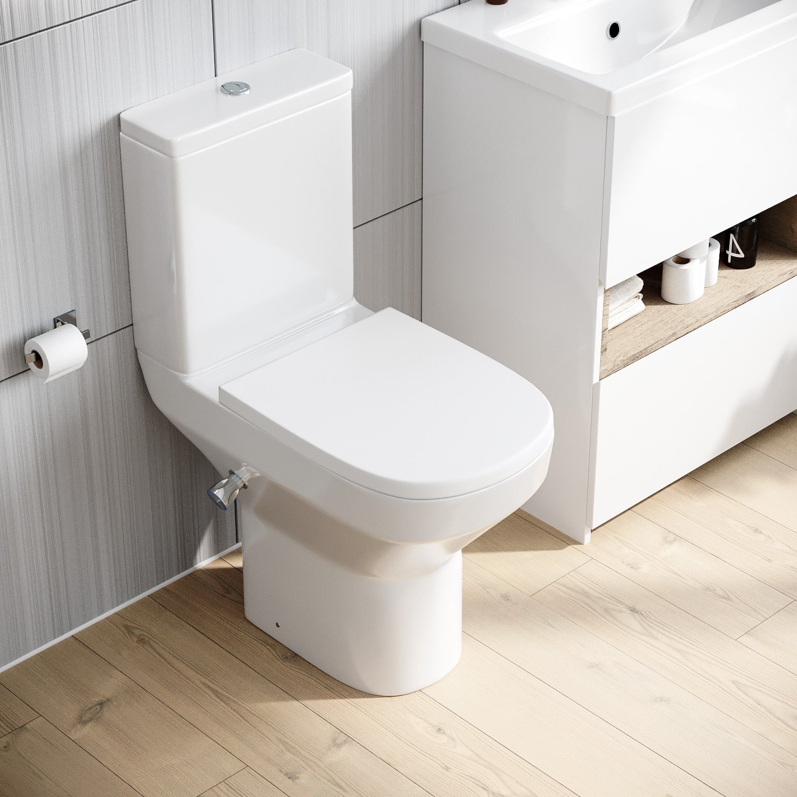 Comfort Height Rimless Close Coupled Toilet Without Bidet Nozzle and Valve