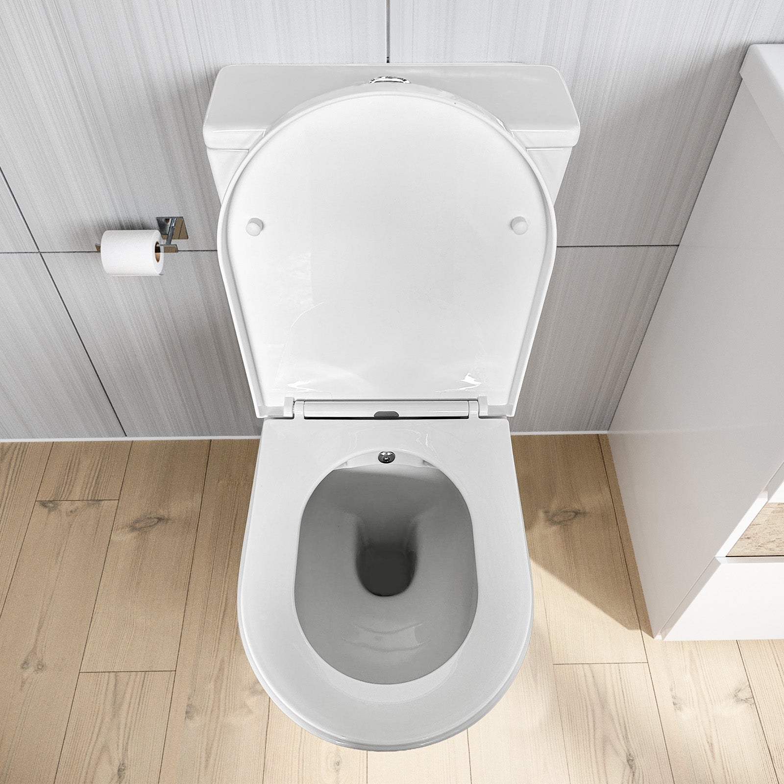 Rimless Comfort Height Close Coupled Toilet With Integrated Bidet Valve
