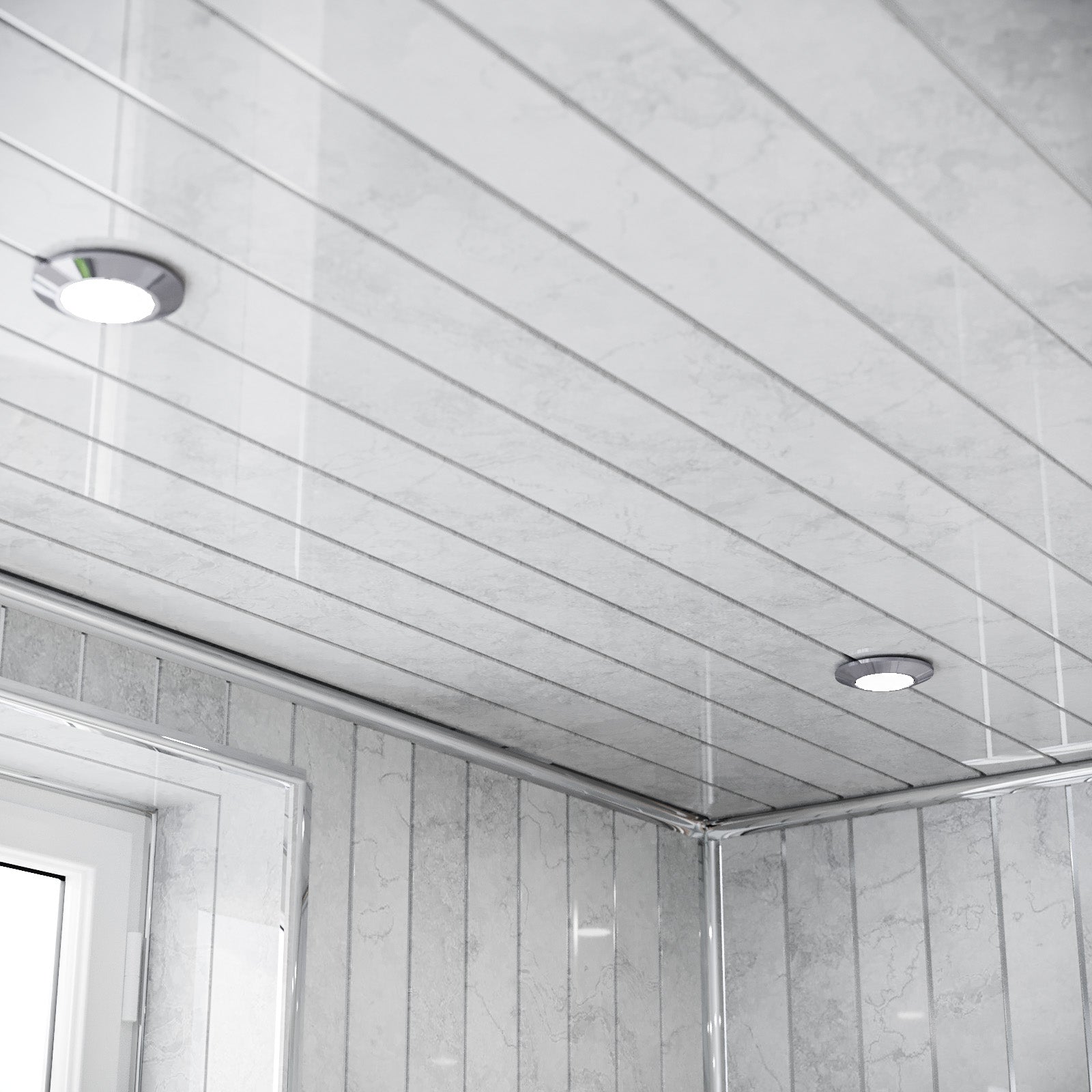 PVC Panel Grey Marble Silver 2700mm x 200mm x 6mm Pack Of 4