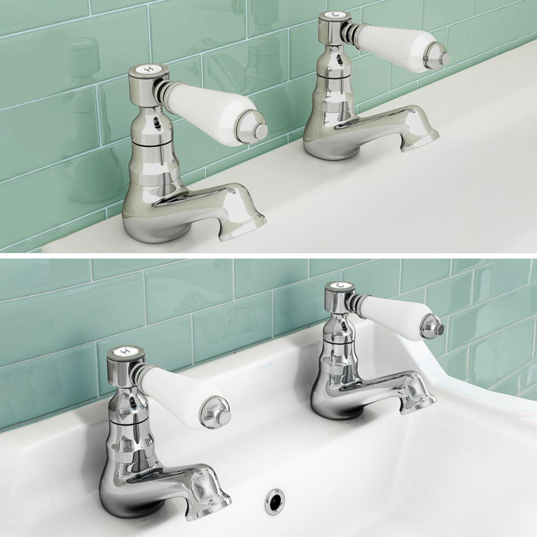 Imperior Traditional Set Of Bathroom Basin Hot & Cold Taps And Bath Filler Taps