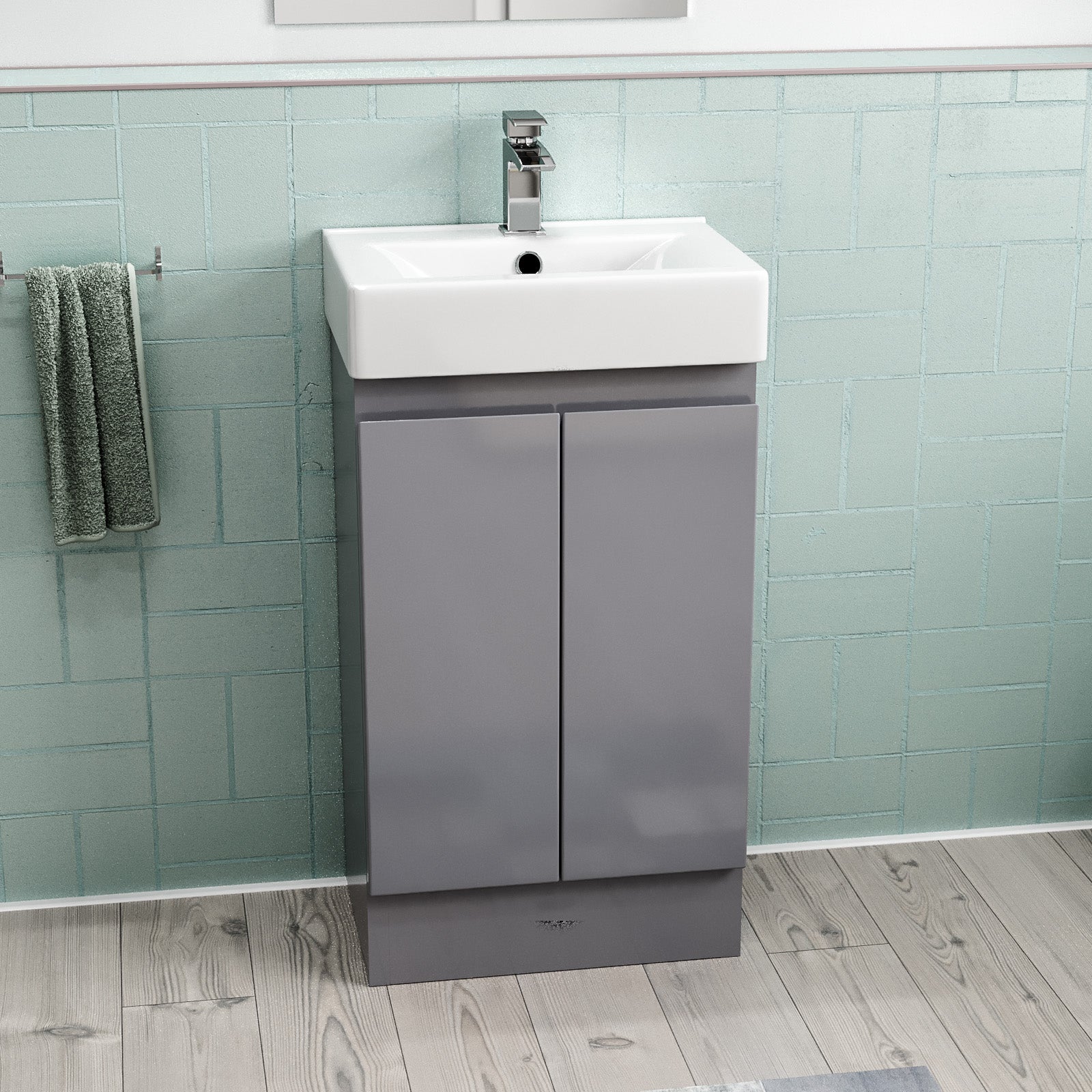 Hinckley 450mm Freestanding Basin Vanity Unit 2 doors Steel grey Flat Pack