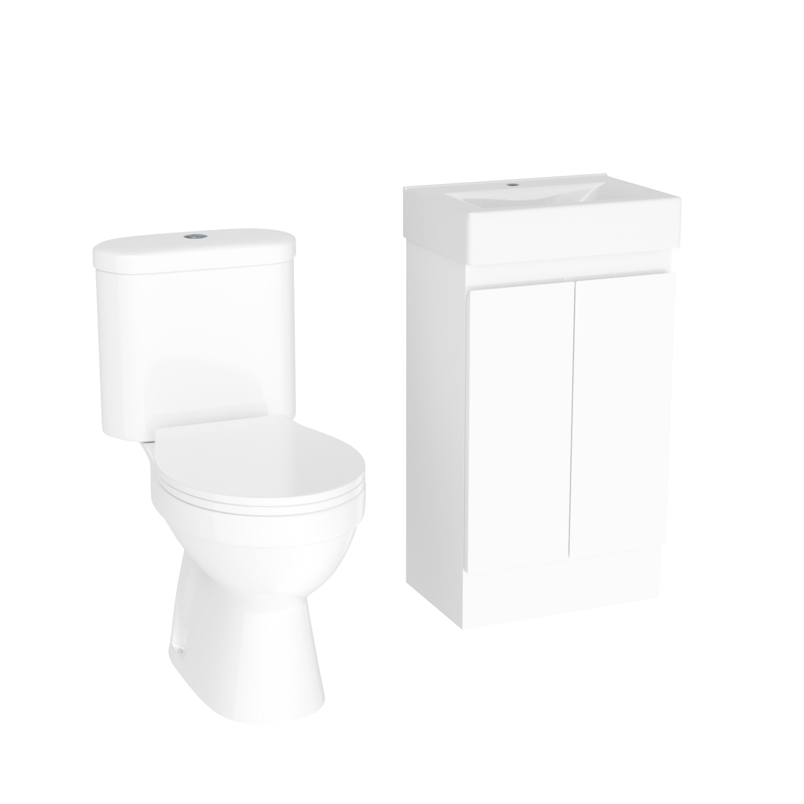 Alaska Flat Pack 450mm White Basin Vanity & Close Coupled Toilet Set