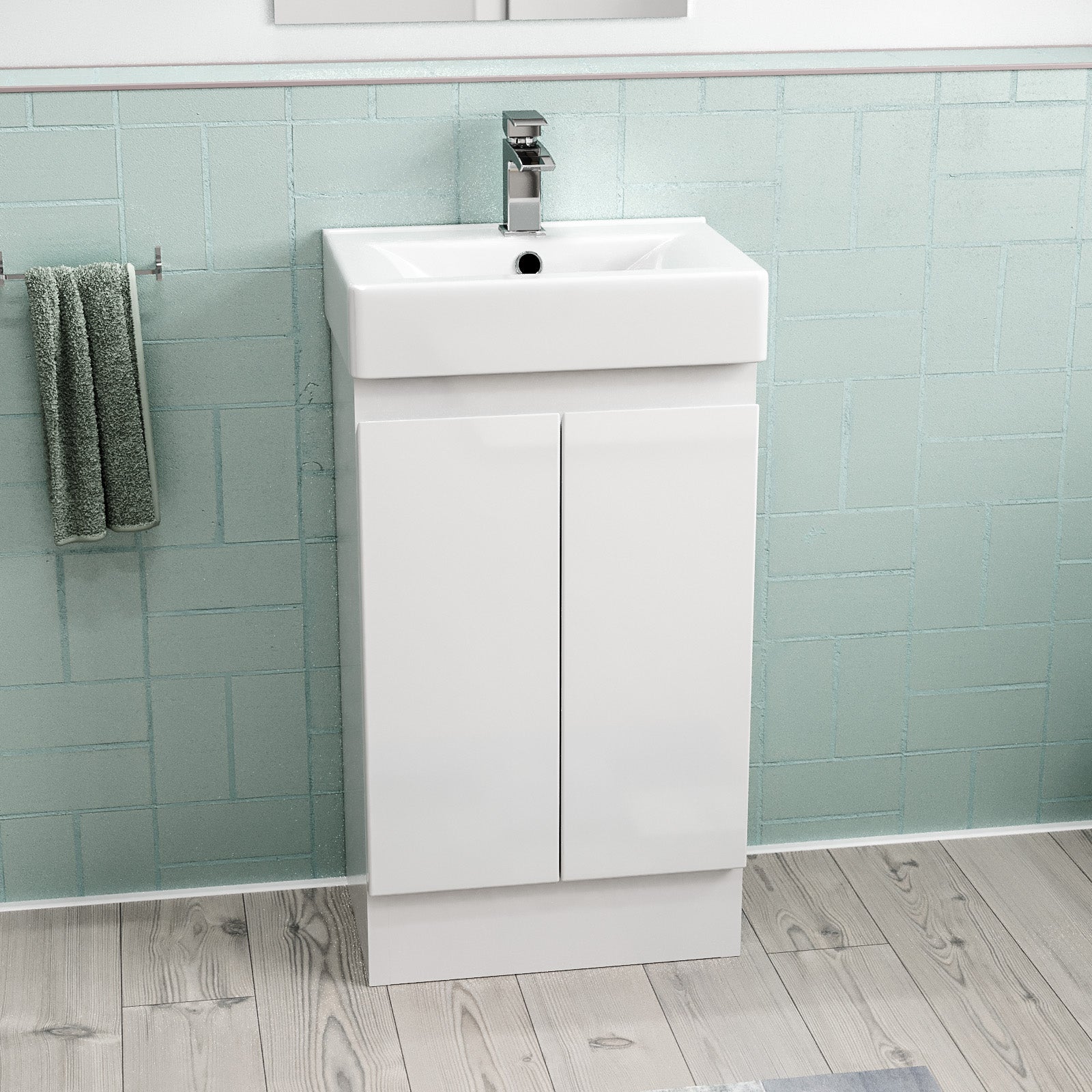 Hinckley 450mm Freestanding Basin Vanity Unit 2 doors White Flat Pack