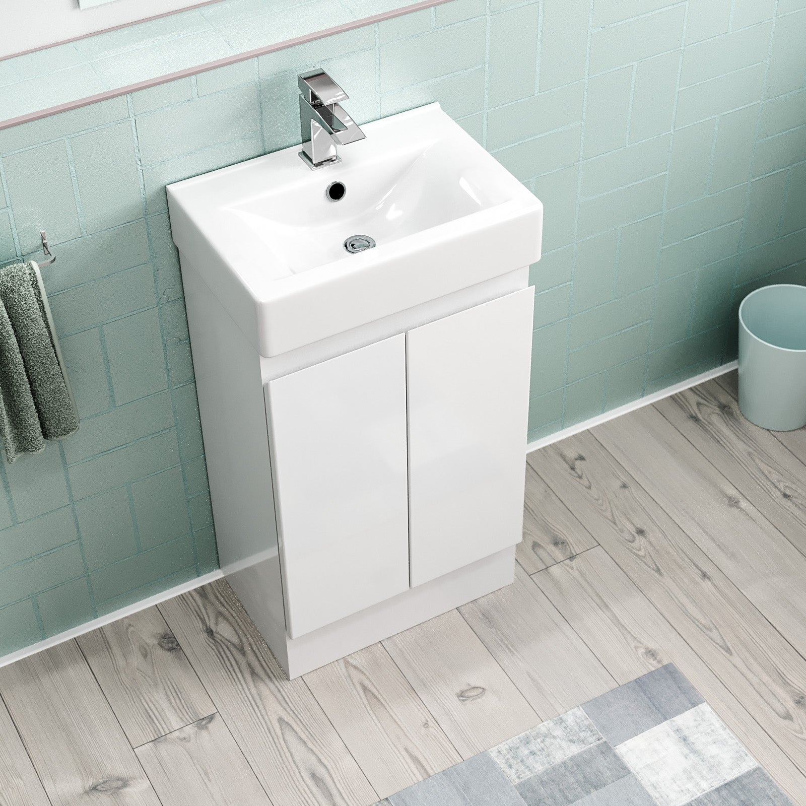 Hinckley 450mm Freestanding Basin Vanity Unit 2 doors White Flat Pack