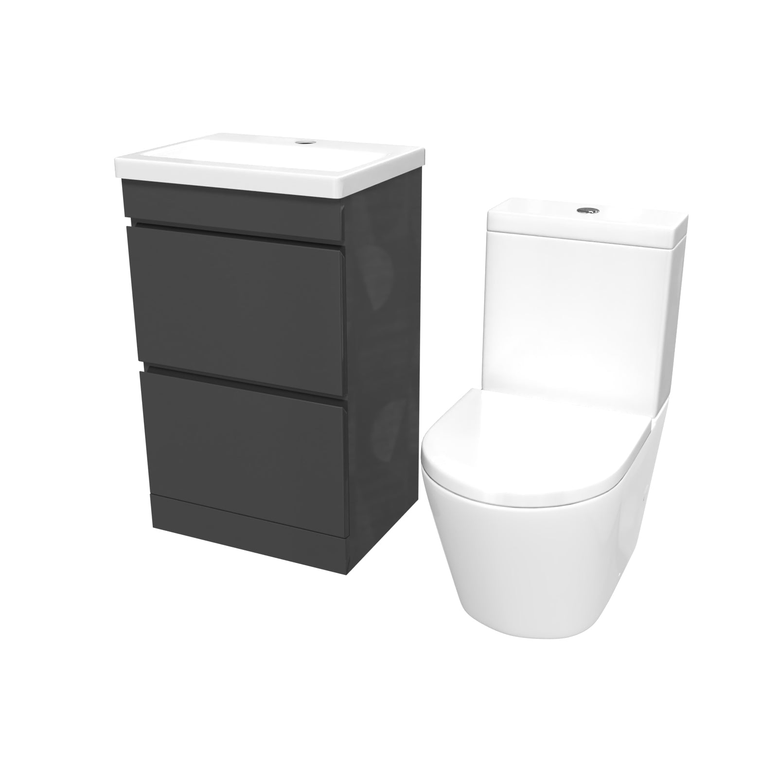 Alaska Anthracite 500mm 2 Drawers Basin Vanity Unit & Close Coupled Toilet