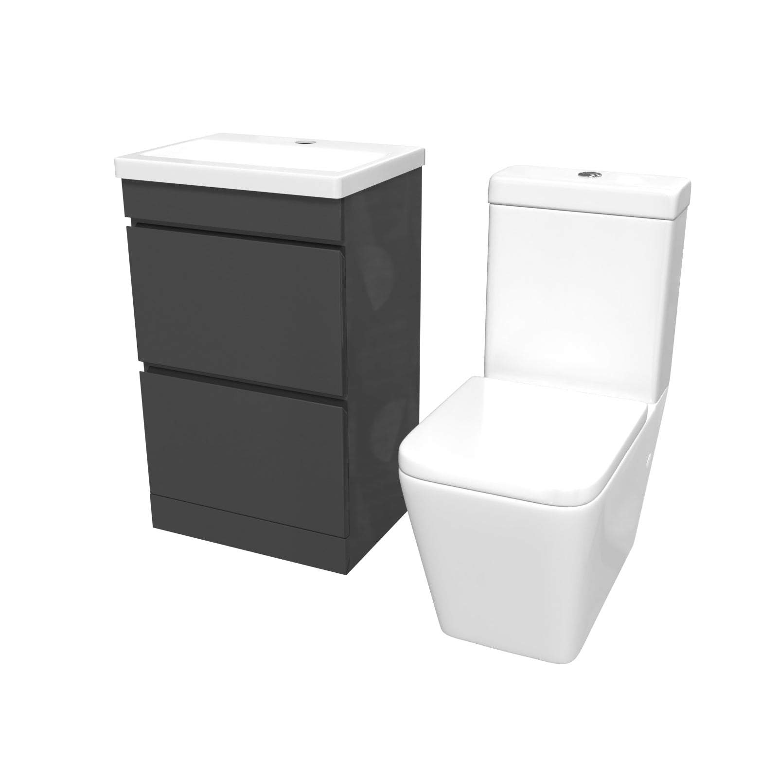 Alaska 500mm 2 Drawers Anthracite Basin Vanity Unit & Close Coupled Toilet