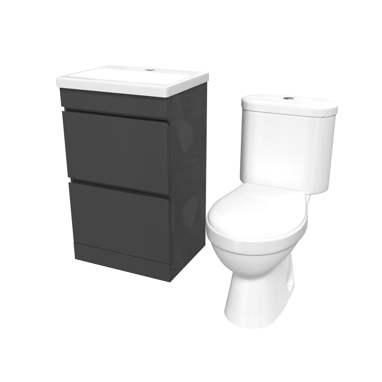 Alaska 500mm 2 Drawers Anthracite Basin Vanity Unit & Close Coupled Toilet