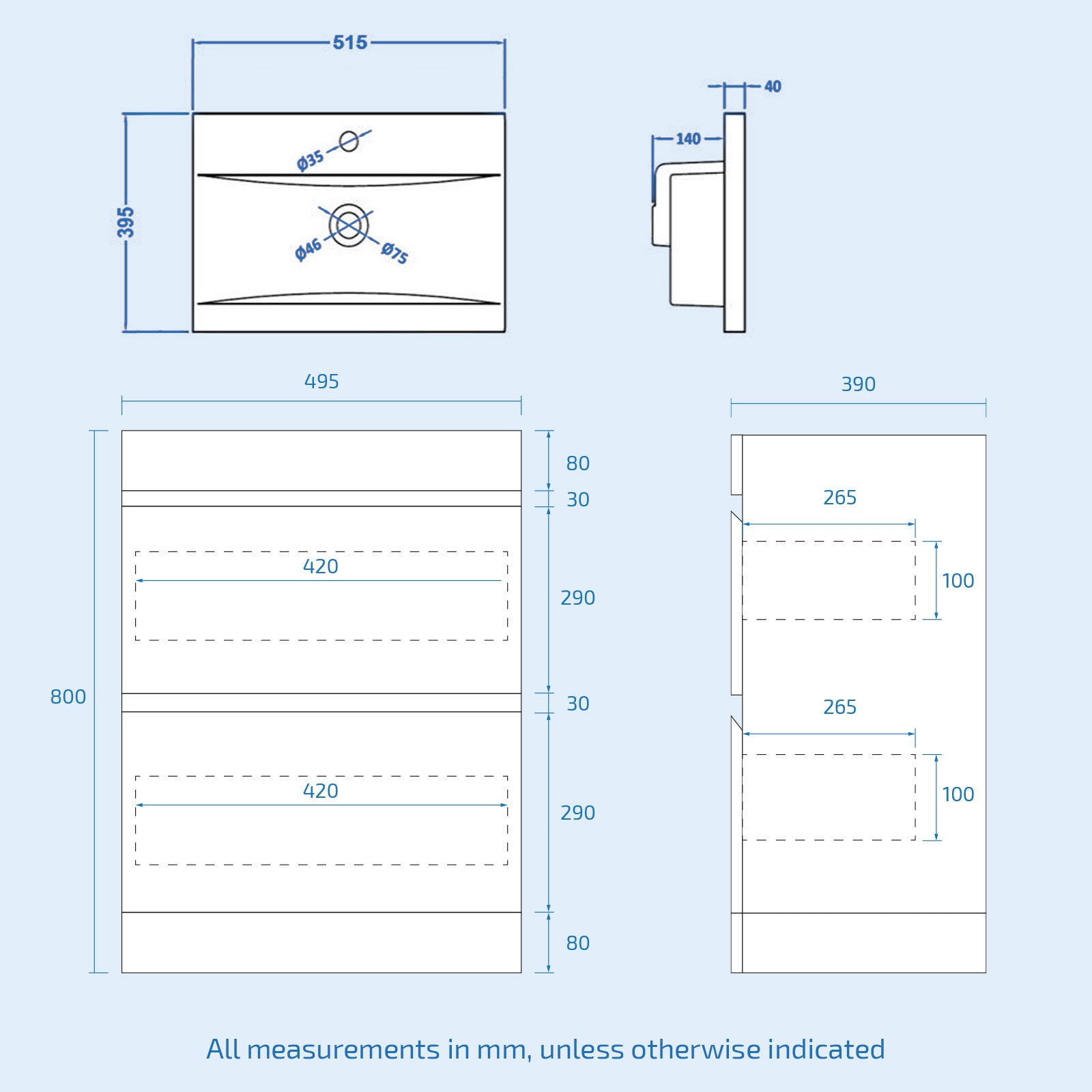 Alaska Floorstanding Matte Grey 500mm PVC 2 Drawers Vanity Unit & Basin Sink