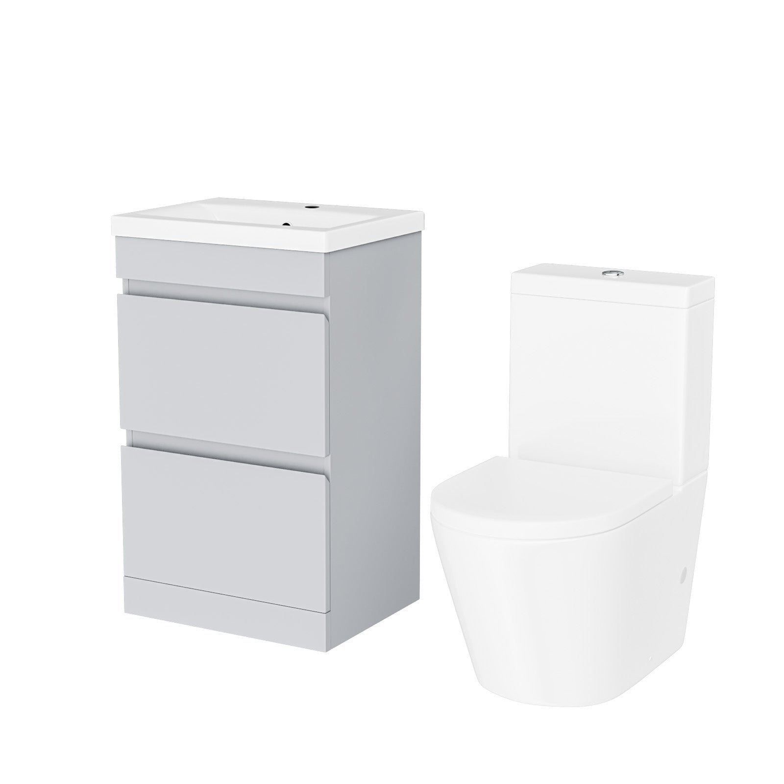 Alaska Matte Grey 500mm 2 Drawers Basin Vanity Unit & Close Coupled Toilet