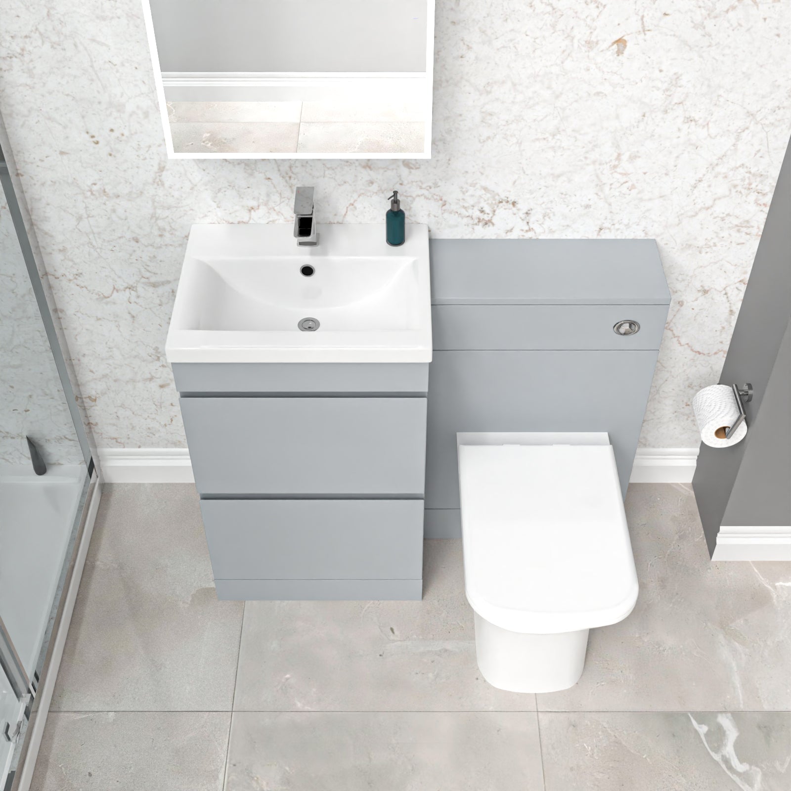 Alaska Freestanding Matte Grey 500mm 2 Drawers Vanity, WC Unit & BTW Toilet