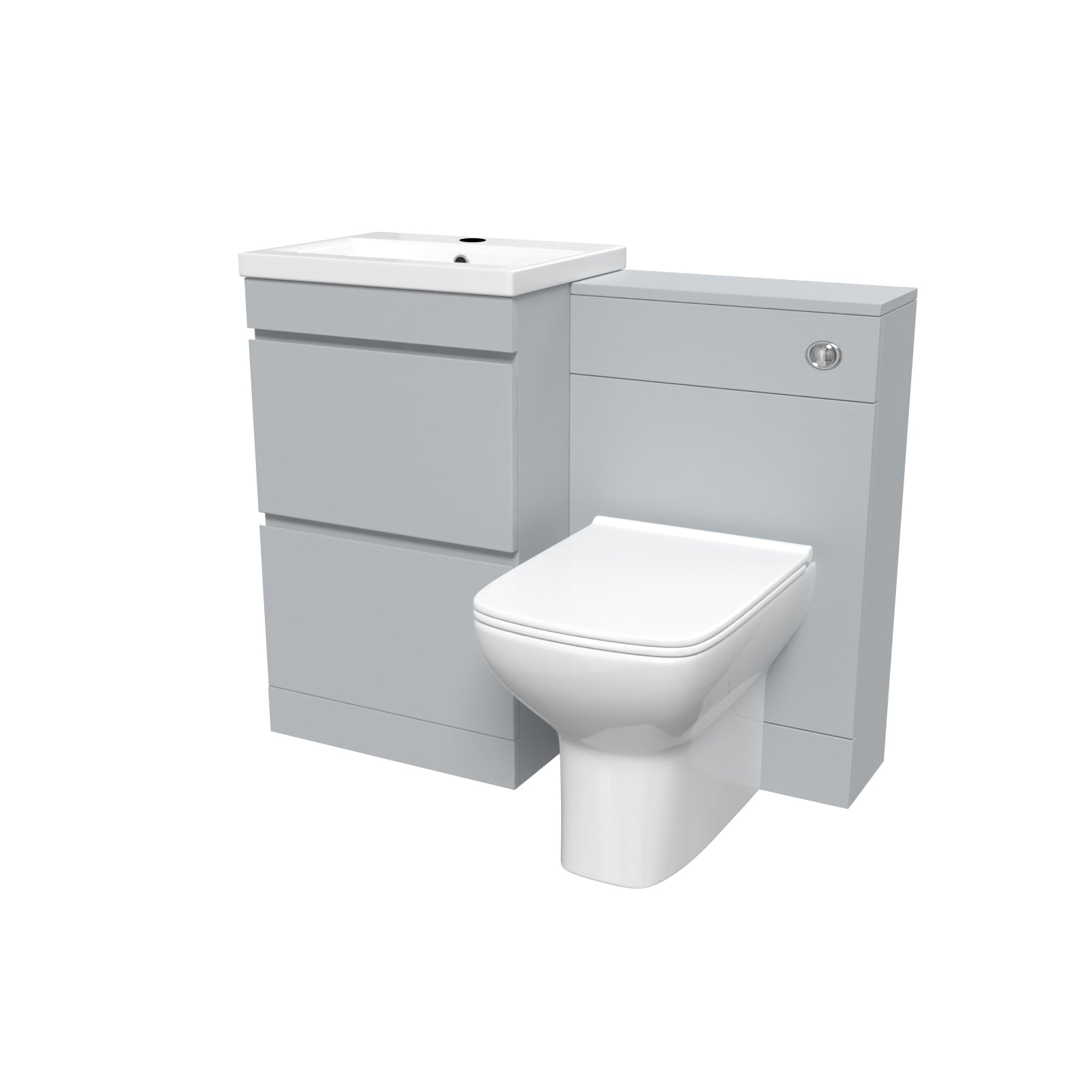 Alaska Matte Grey 500mm 2 Drawers Vanity, WC Unit & Square BTW Toilet