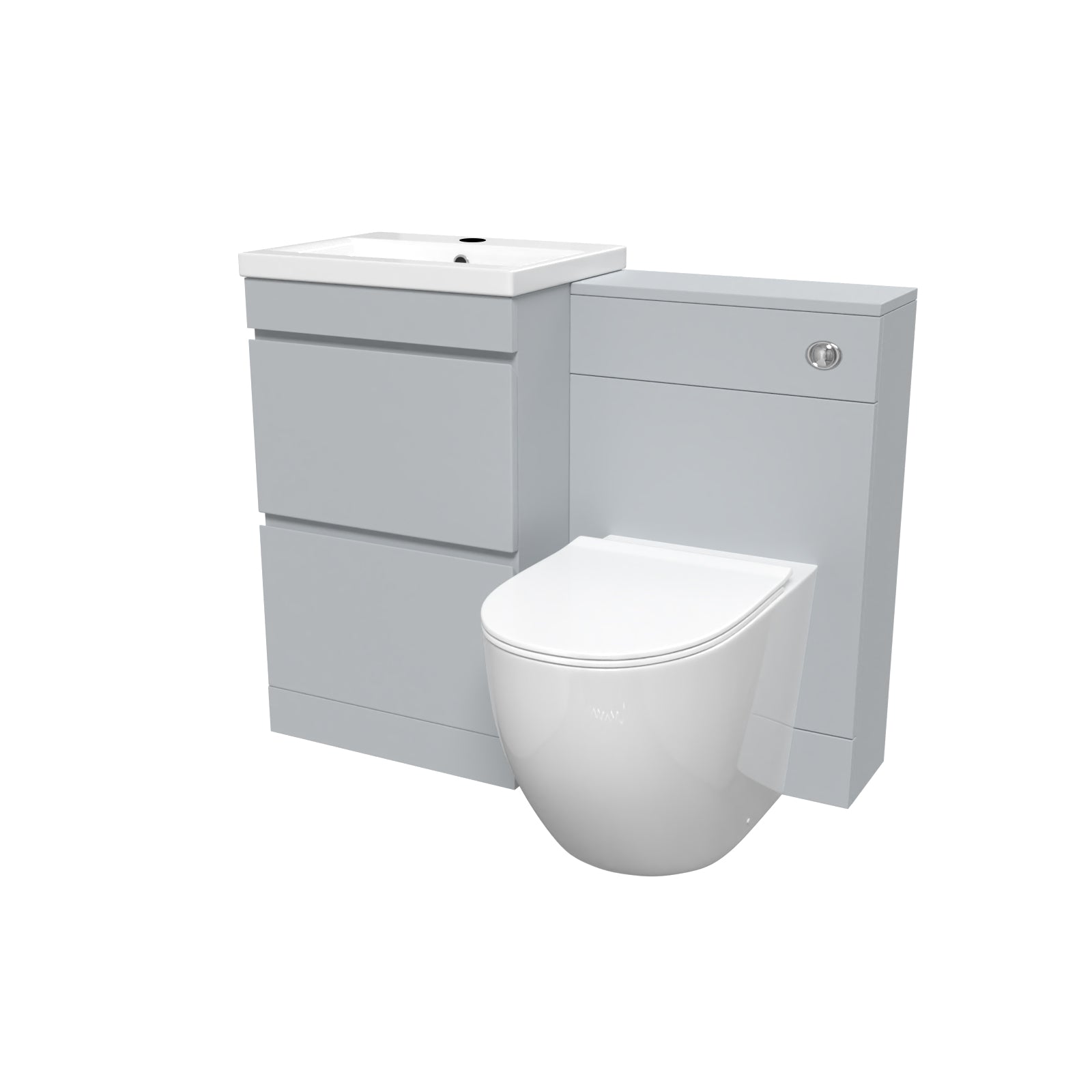 Alaska Matte Grey 500mm 2 Drawers Vanity, WC Unit & Round BTW Toilet