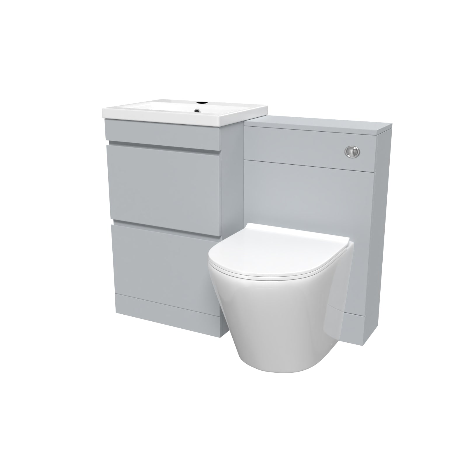 Alaska Matte Grey 500mm 2 Drawers Vanity, WC Unit & White Round BTW Toilet