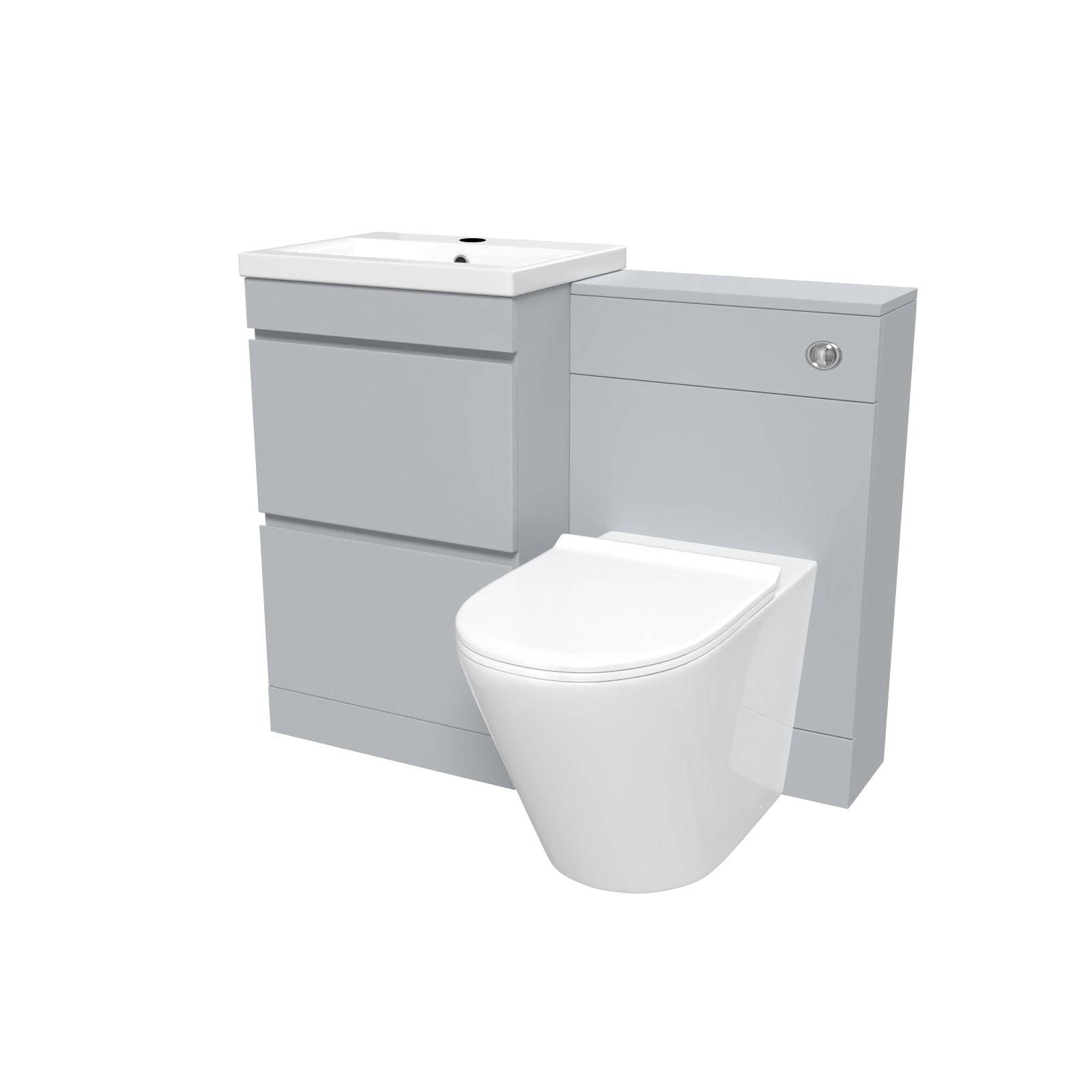 500mm Matte Grey 2 Drawers Vanity, WC Unit & BTW White Round Toilet