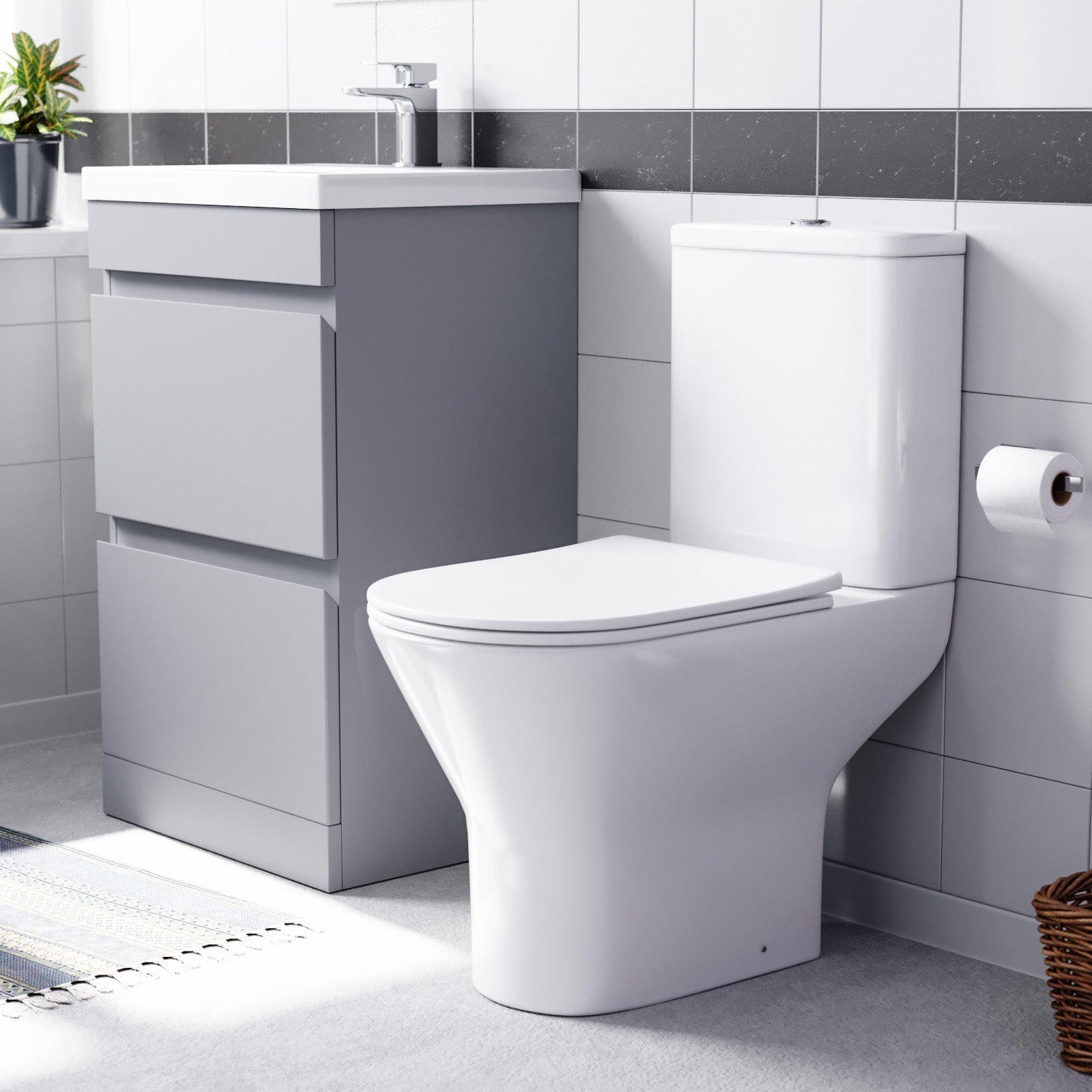 Alaska 500mm Matte Grey 2 Drawers Basin Vanity & Close Coupled Toilet