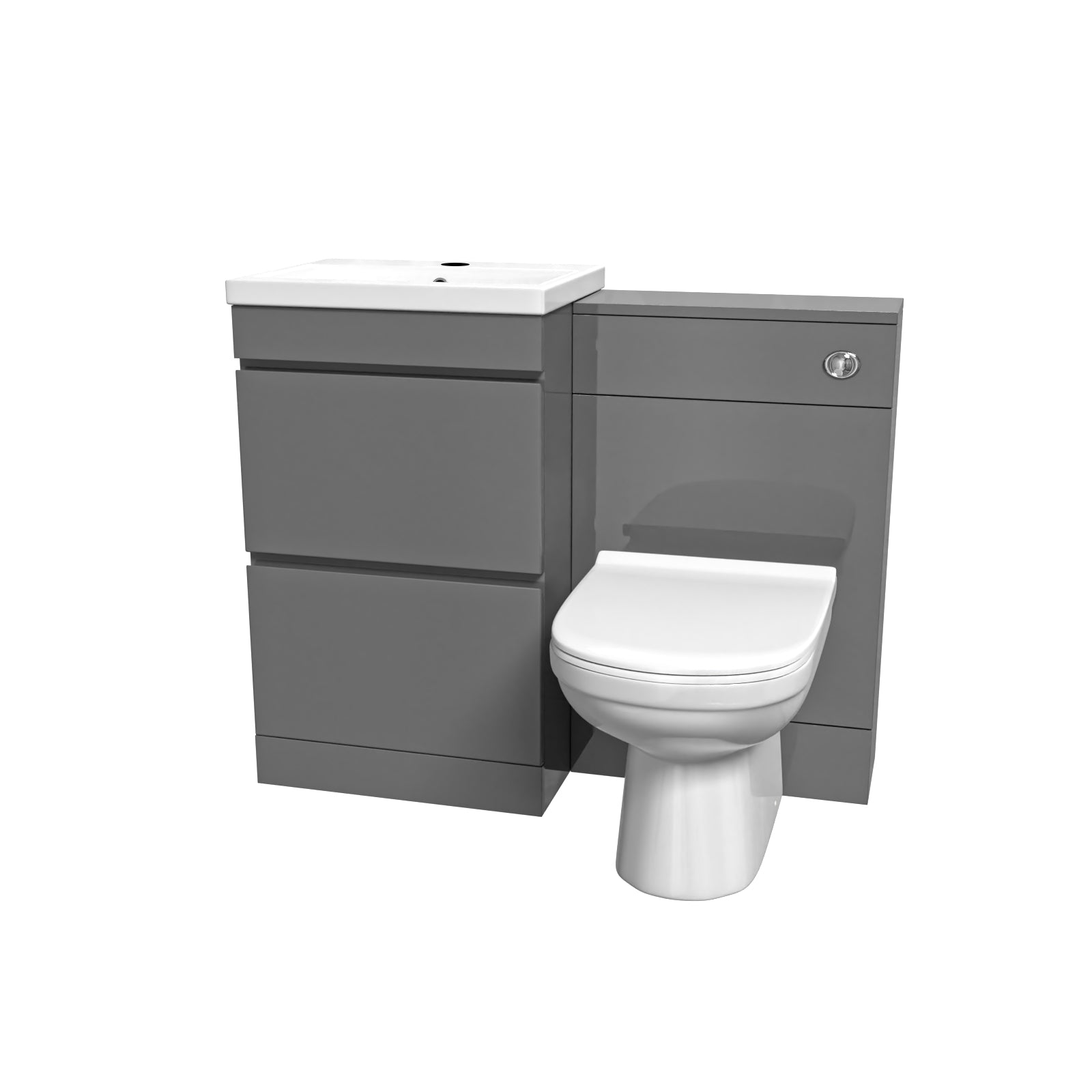 Alaska Grey Freestanding 500mm Vanity Unit 2 Drawers WC Unit & BTW Toilet