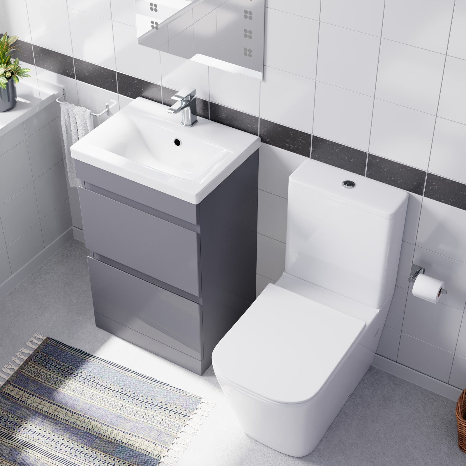 fancy look bathroom setup with a sink and toilet