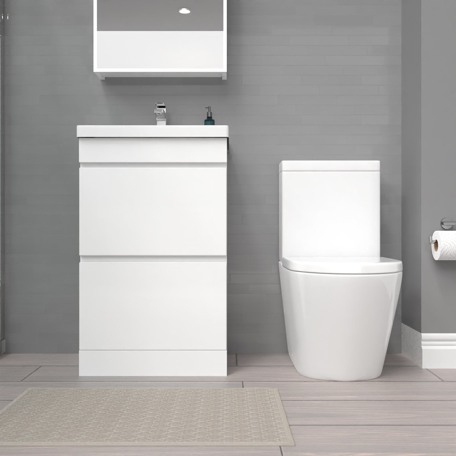 Alaska White 500mm 2 Drawers Basin Vanity Unit & Close Coupled Toilet