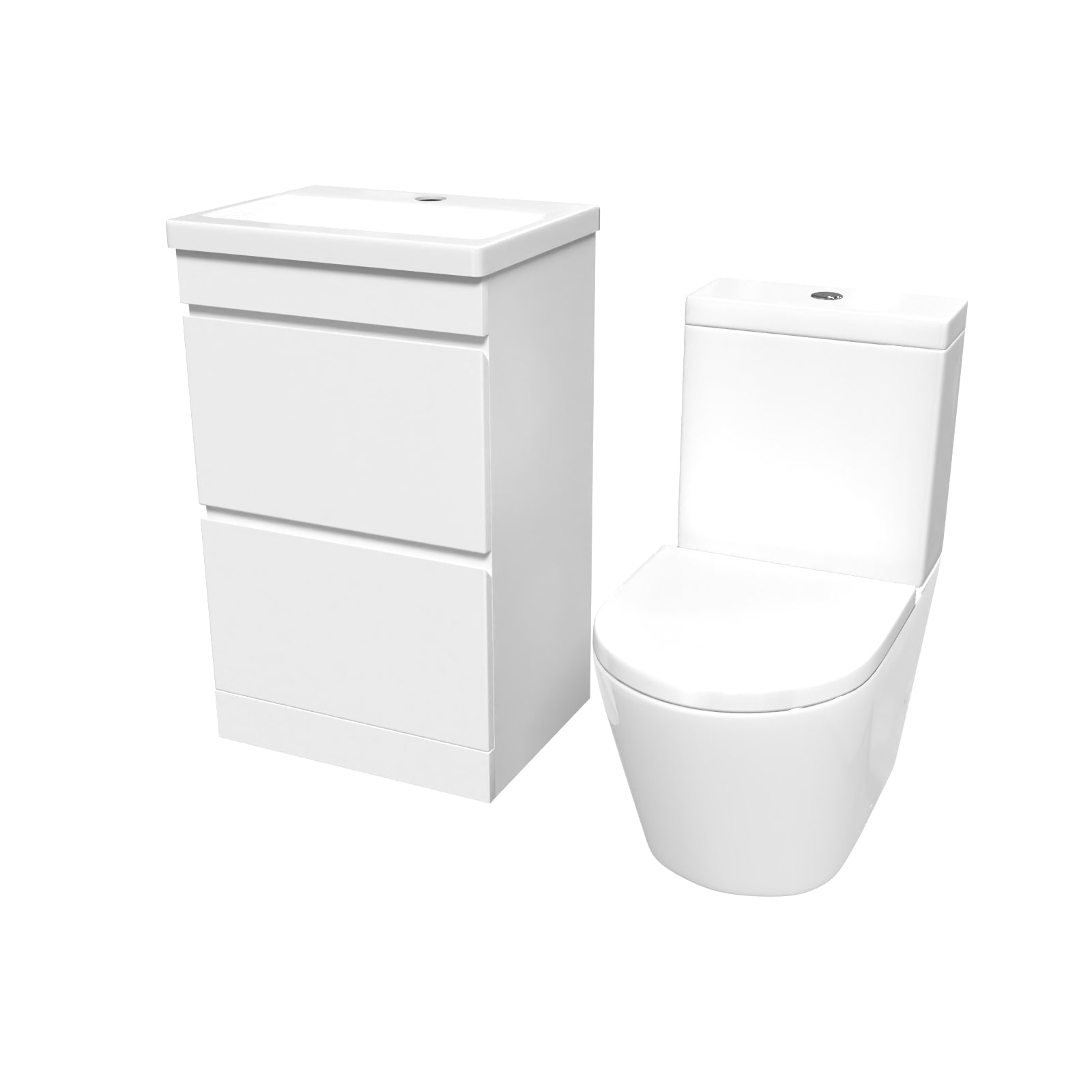 Alaska White 500mm 2 Drawers Basin Vanity Unit & Close Coupled Toilet