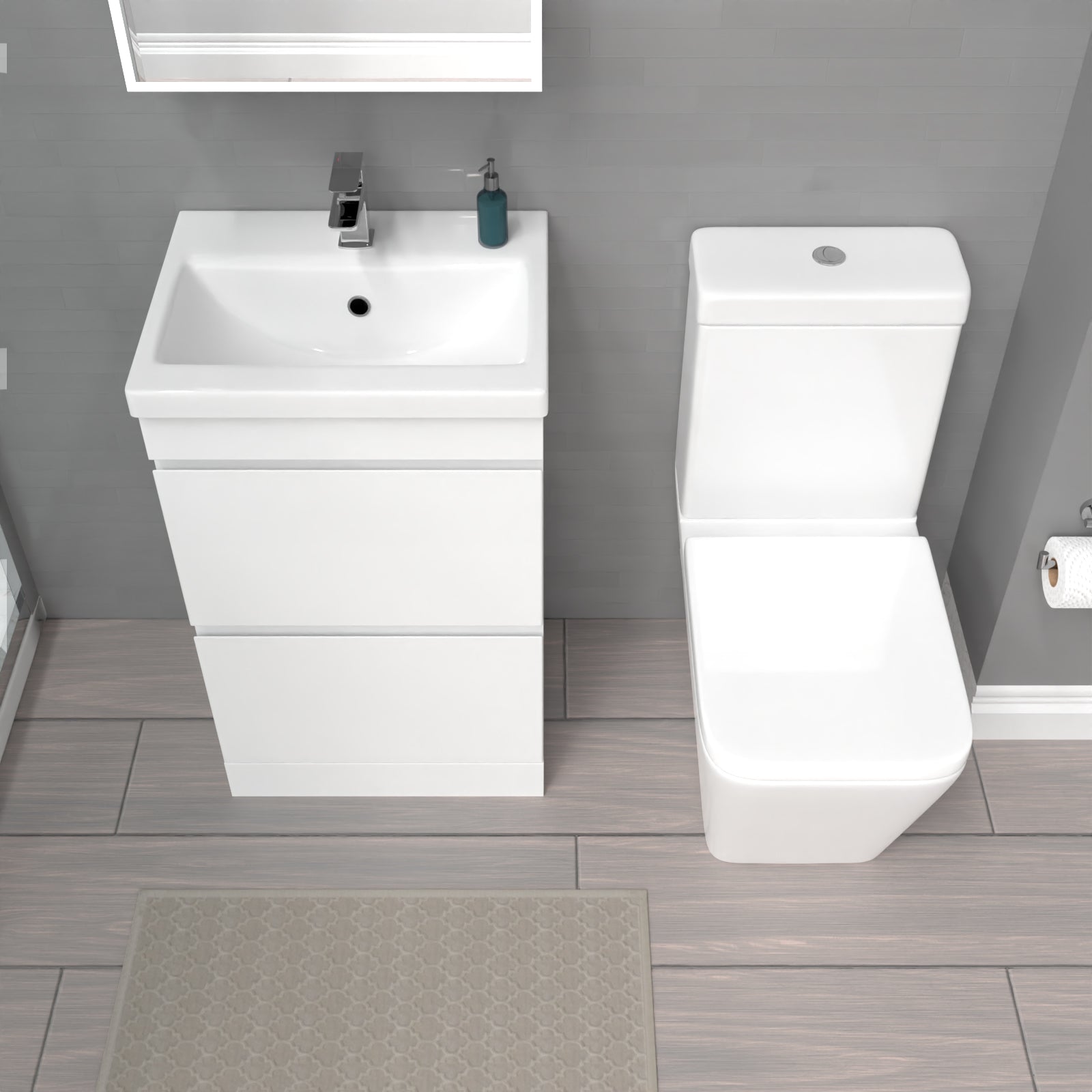 Alaska 500mm 2 Drawers White Basin Vanity Unit & Close Coupled Toilet