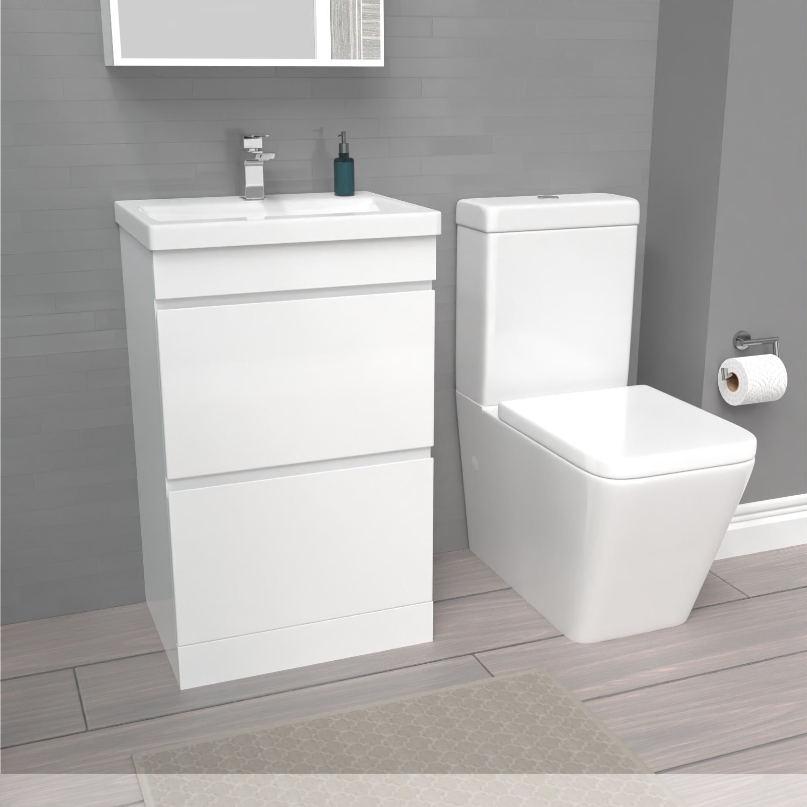 Alaska 500mm 2 Drawers White Basin Vanity Unit & Close Coupled Toilet