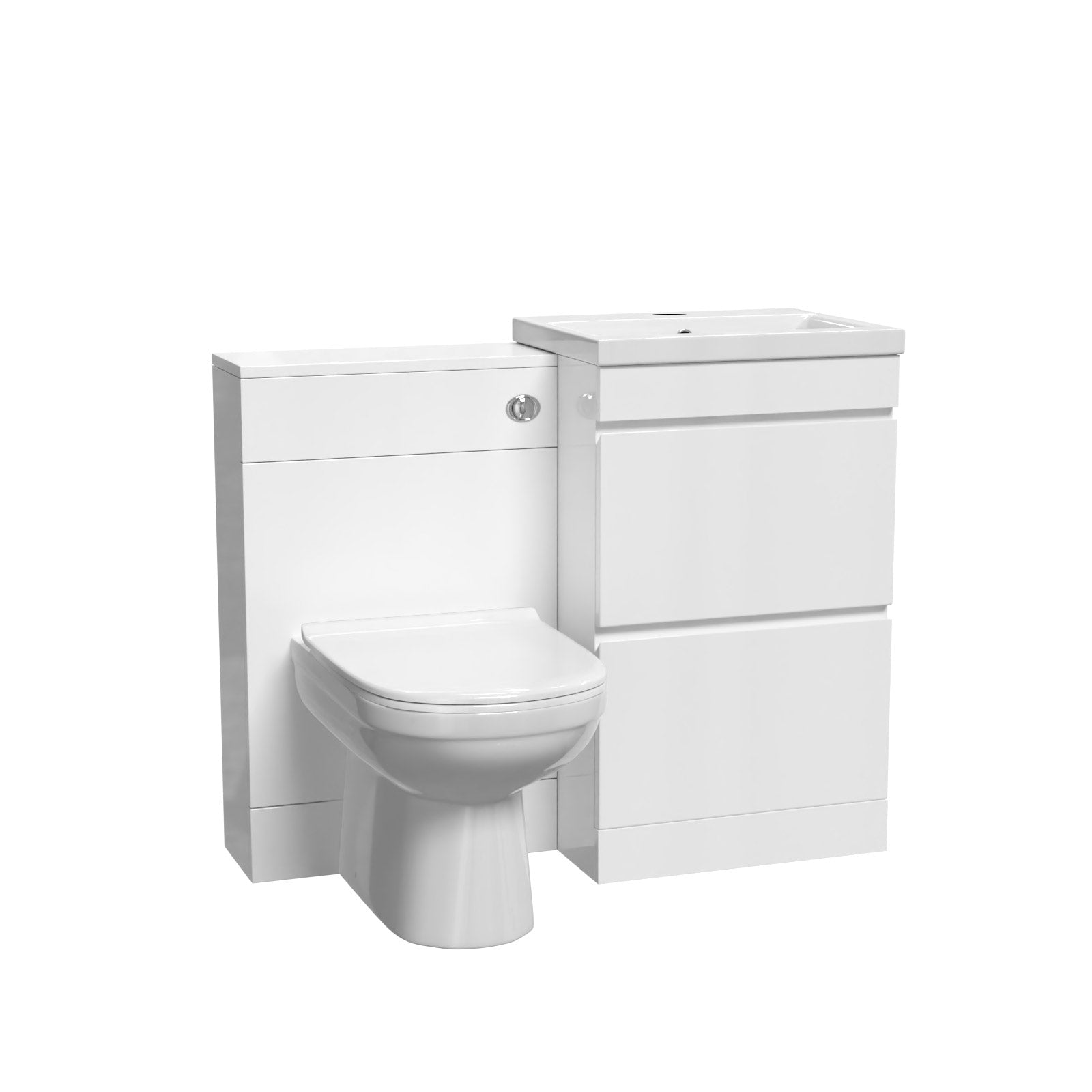 Alaska White Floor Standing 500mm Vanity Unit 2 Drawers, WC Unit & BTW Toilet