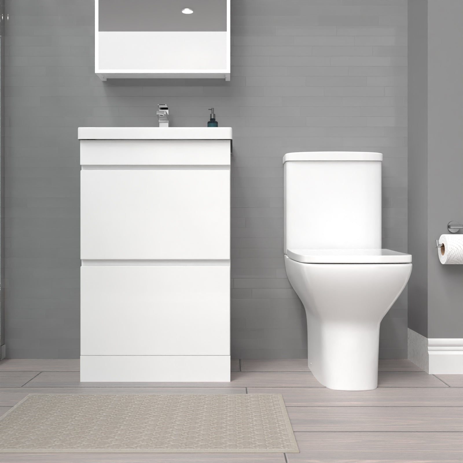 Alaska 500mm White 2 Drawers Basin Vanity & Close Coupled Toilet Set