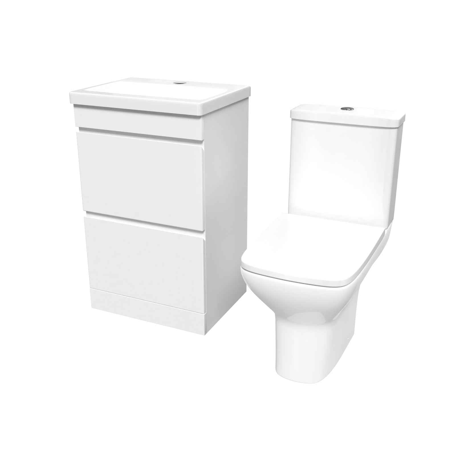 Alaska 500mm White 2 Drawers Basin Vanity & Close Coupled Toilet Set