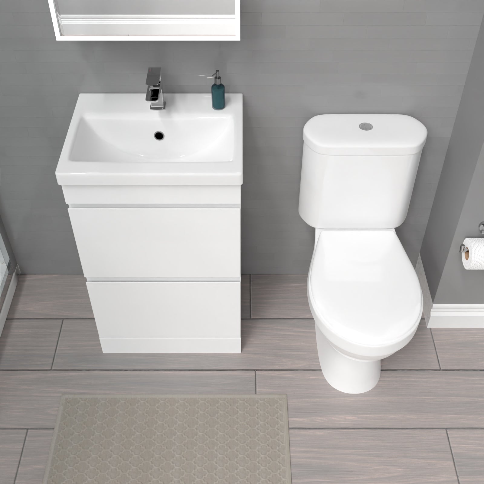 Alaska 500mm 2 Drawers White Basin Vanity Unit & Close Coupled Toilet