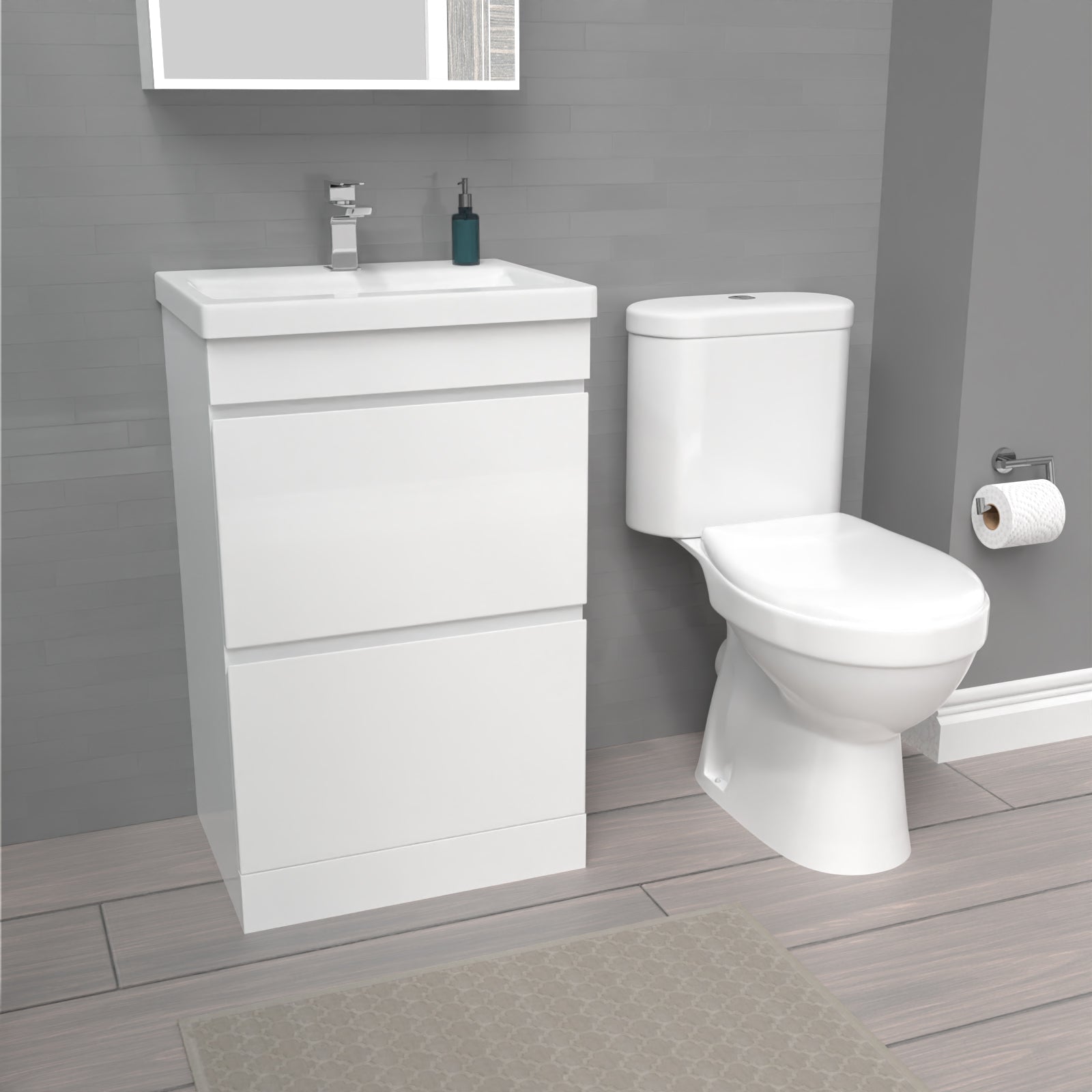 Alaska 500mm 2 Drawers White Basin Vanity Unit & Close Coupled Toilet