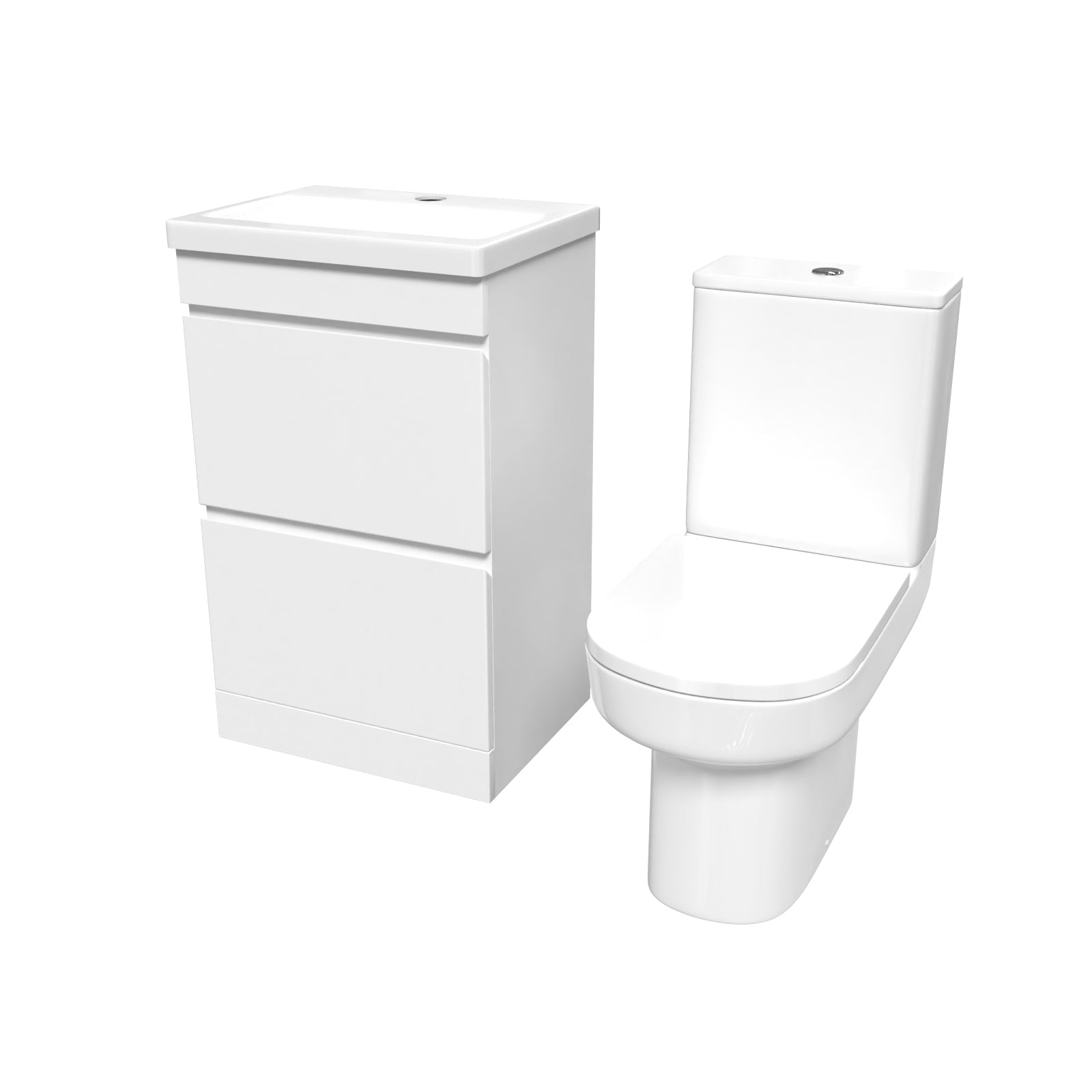 Alaska 500mm White 2 Drawers Basin Vanity  & Rimless Close Couple Toilet