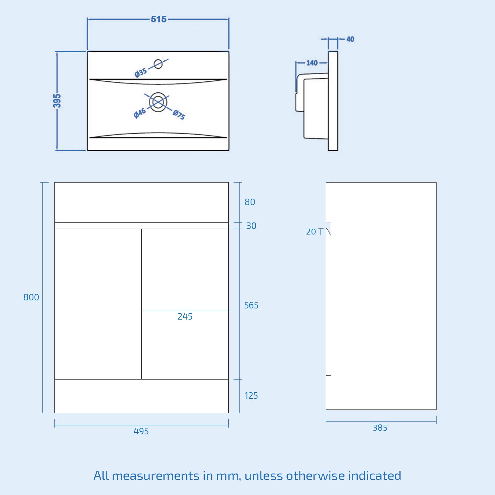 Alaska Matte Grey 500mm Freestanding Basin Vanity Unit & Close Coupled Toilet