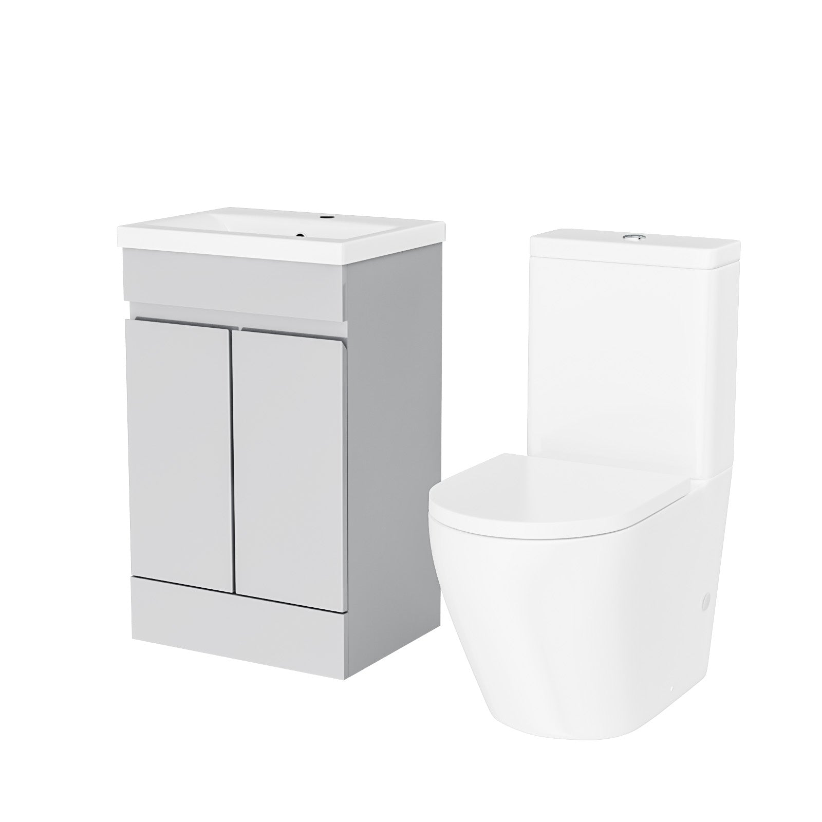 Alaska Mate Grey 500mm Basin Vanity Unit & Rimless Close Coupled Toilet Set