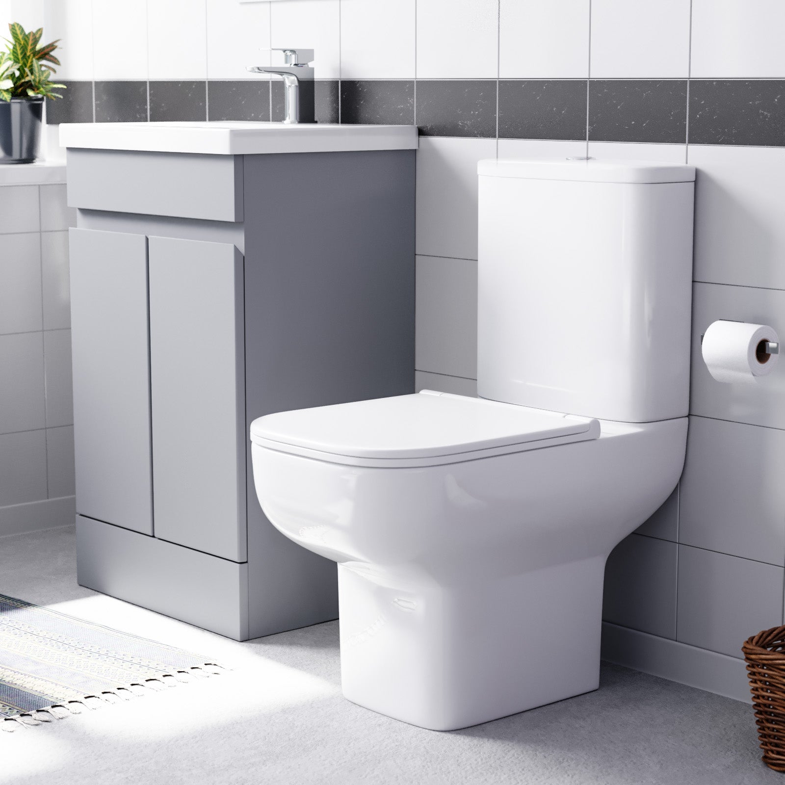 Alaska 500mm Matte Grey Basin Vanity Unit & Close Coupled Toilet