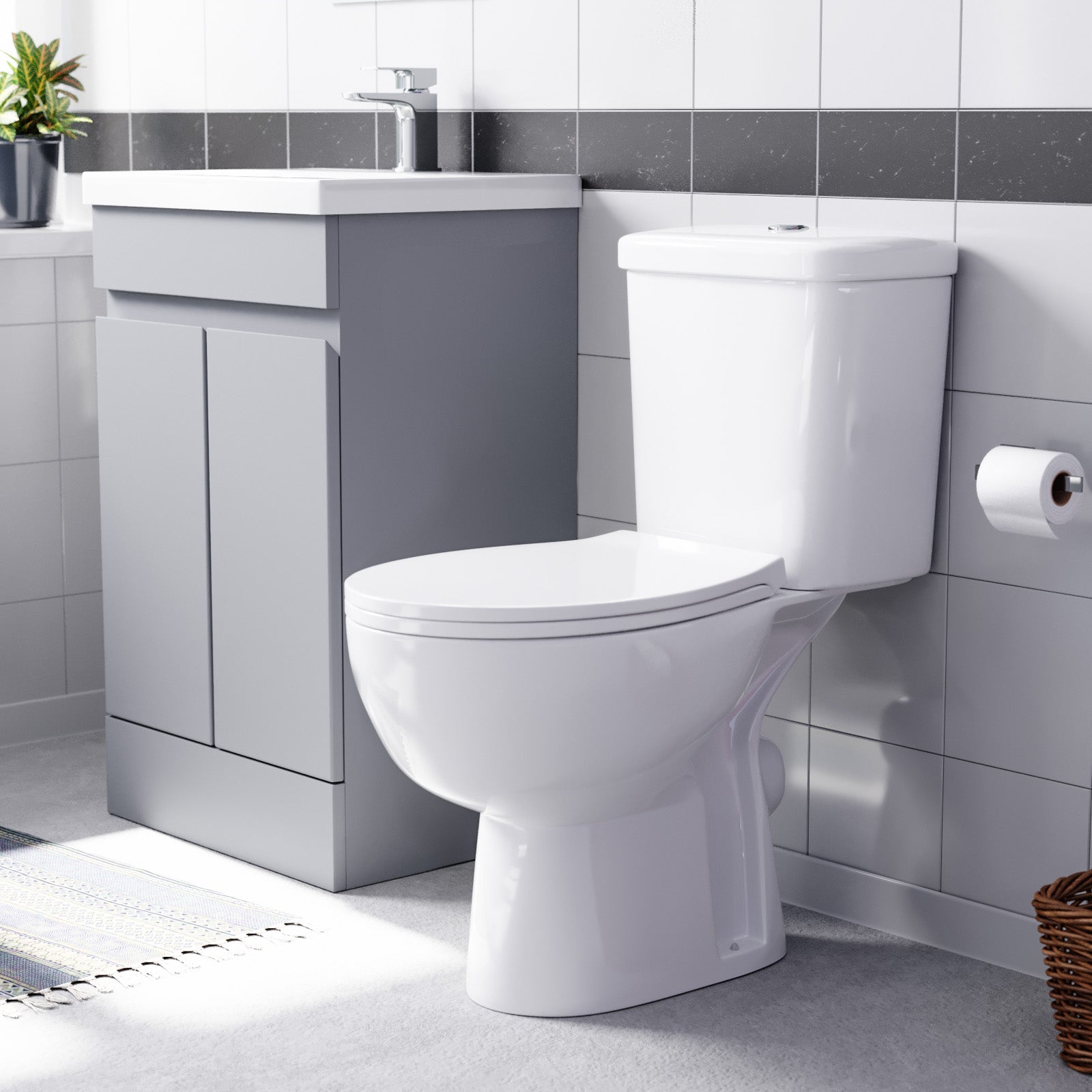 Alaska Matte Grey 500mm Basin Vanity & Close Coupled Toilet Set