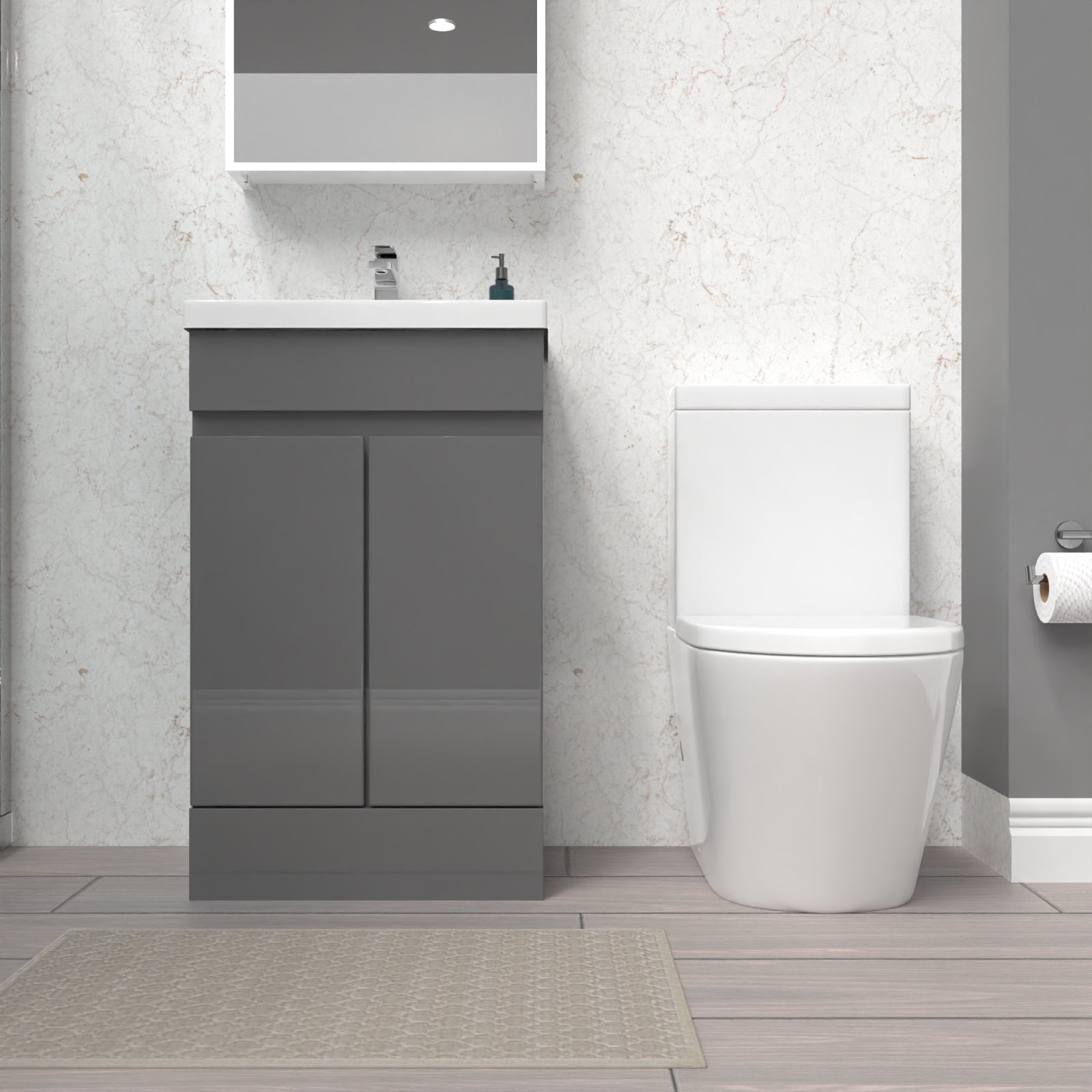 Alaska Steel Grey 500mm Freestanding Basin Vanity & Close Coupled Toilet