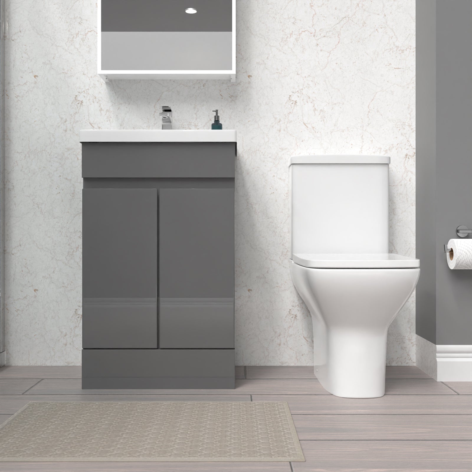 Alaska 500mm Steel Grey Basin Vanity & Rimless Close Coupled toilet