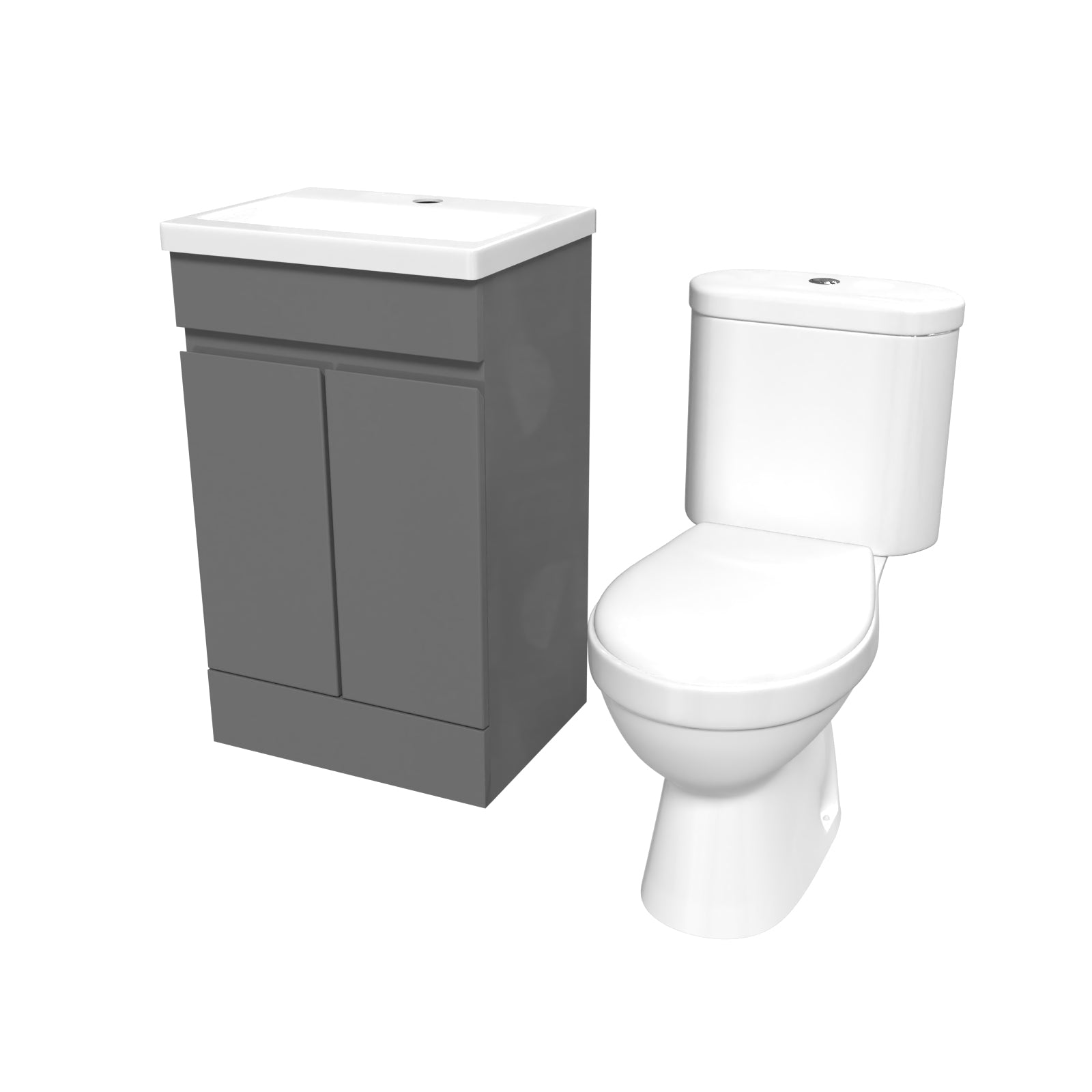 Alaska 500mm Steel Grey Basin Vanity & Close Coupled Toilet Set