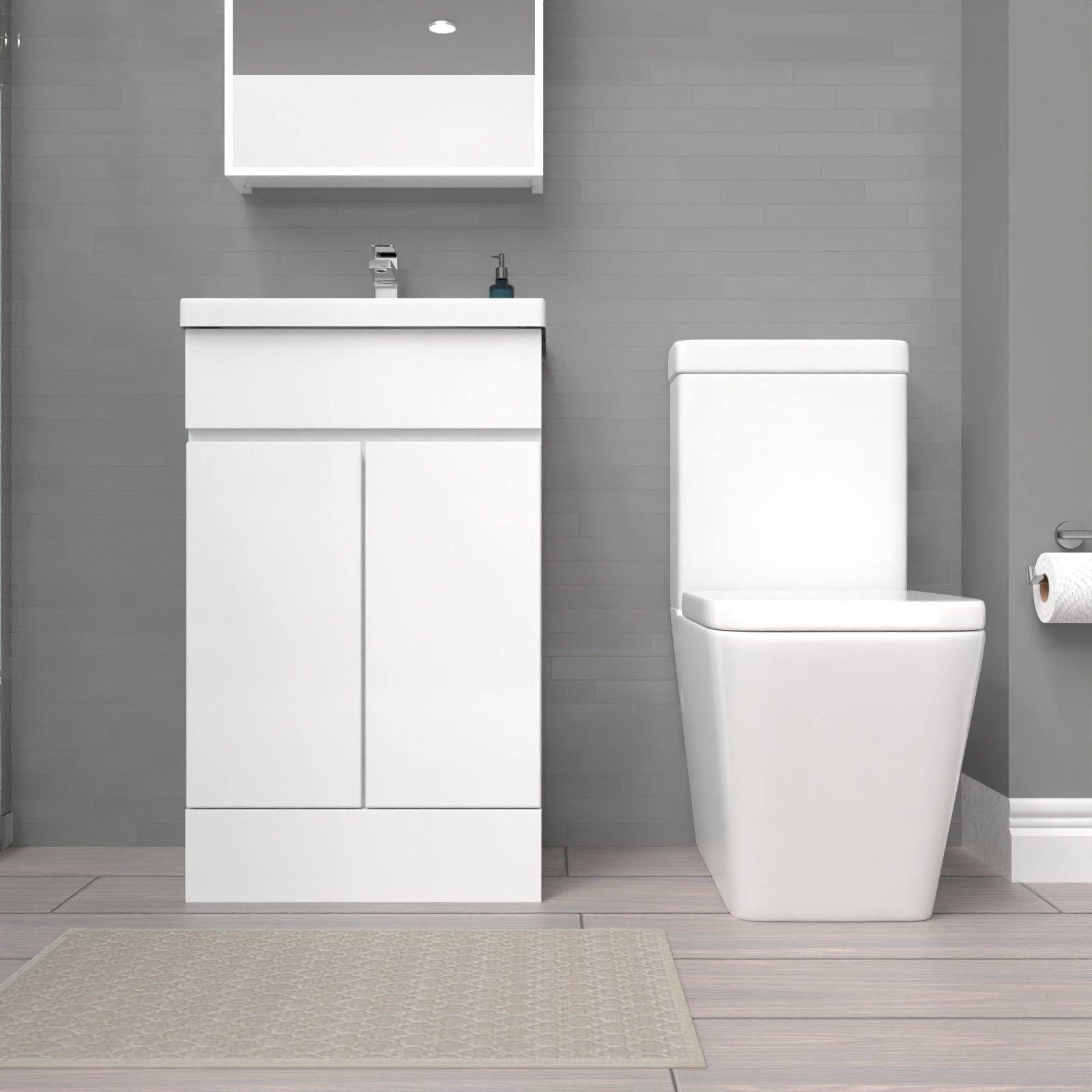 Alaska 500mm Gloss White Basin Vanity Unit & Rimless Close Coupled Toilet Set