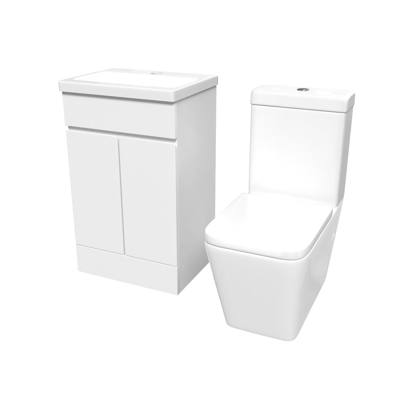 Alaska 500mm Gloss White Basin Vanity Unit & Rimless Close Coupled Toilet Set