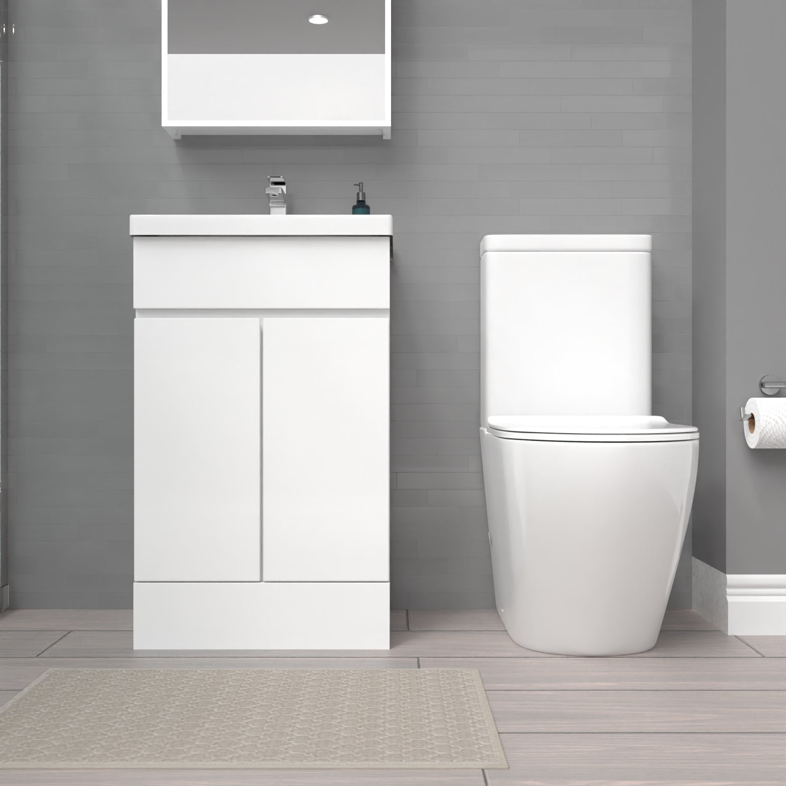 Alaska 500mm White Basin Vanity Unit & Rimless Close Coupled Toilet Set