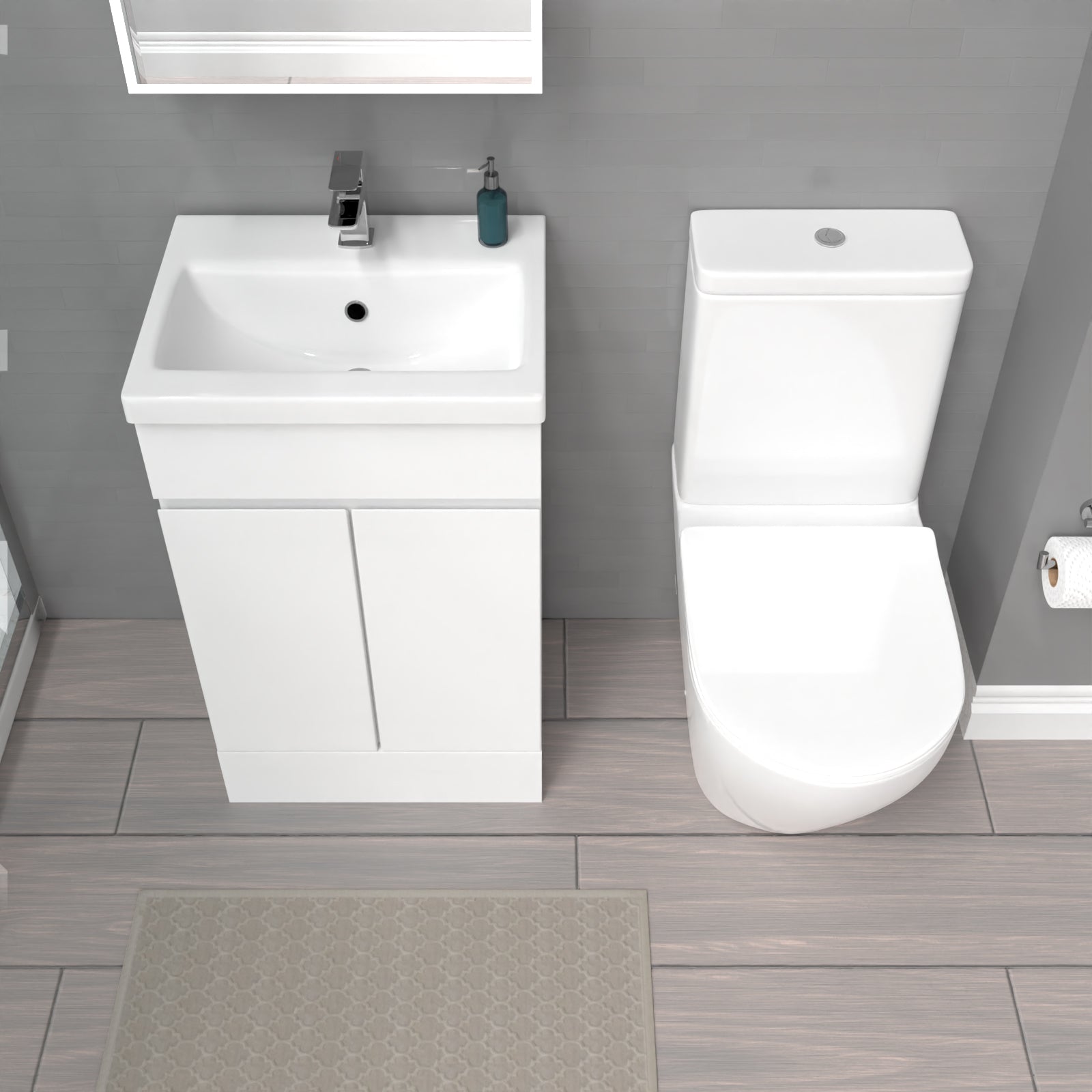 Alaska 500mm White Basin Vanity Unit & Rimless Close Coupled Toilet Set