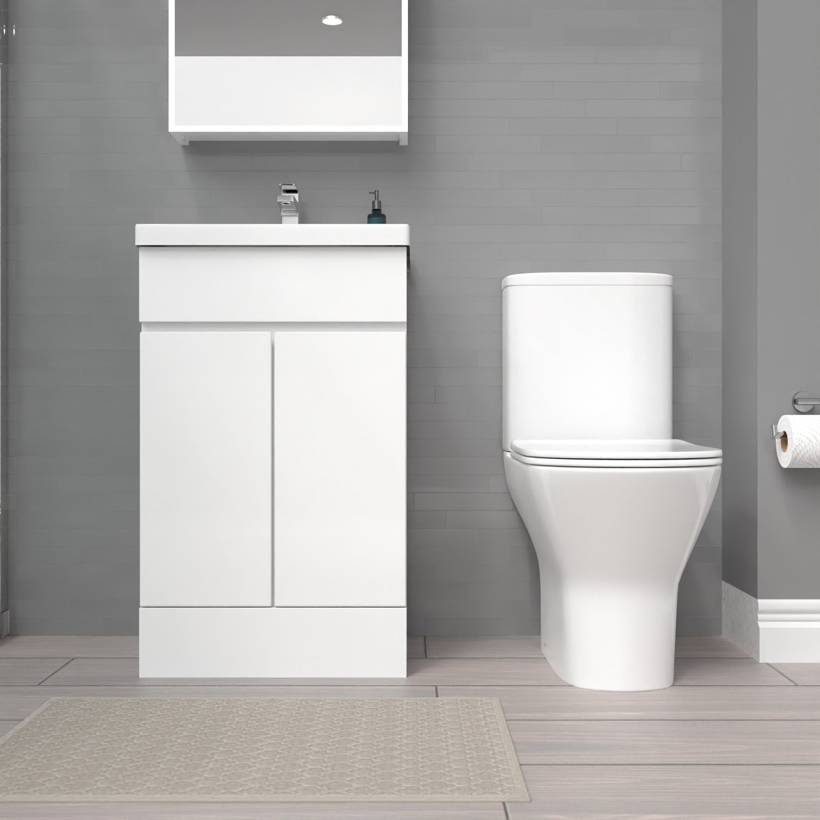 Alaska 500mm Gloss White Basin Vanity & Close Coupled Toilet